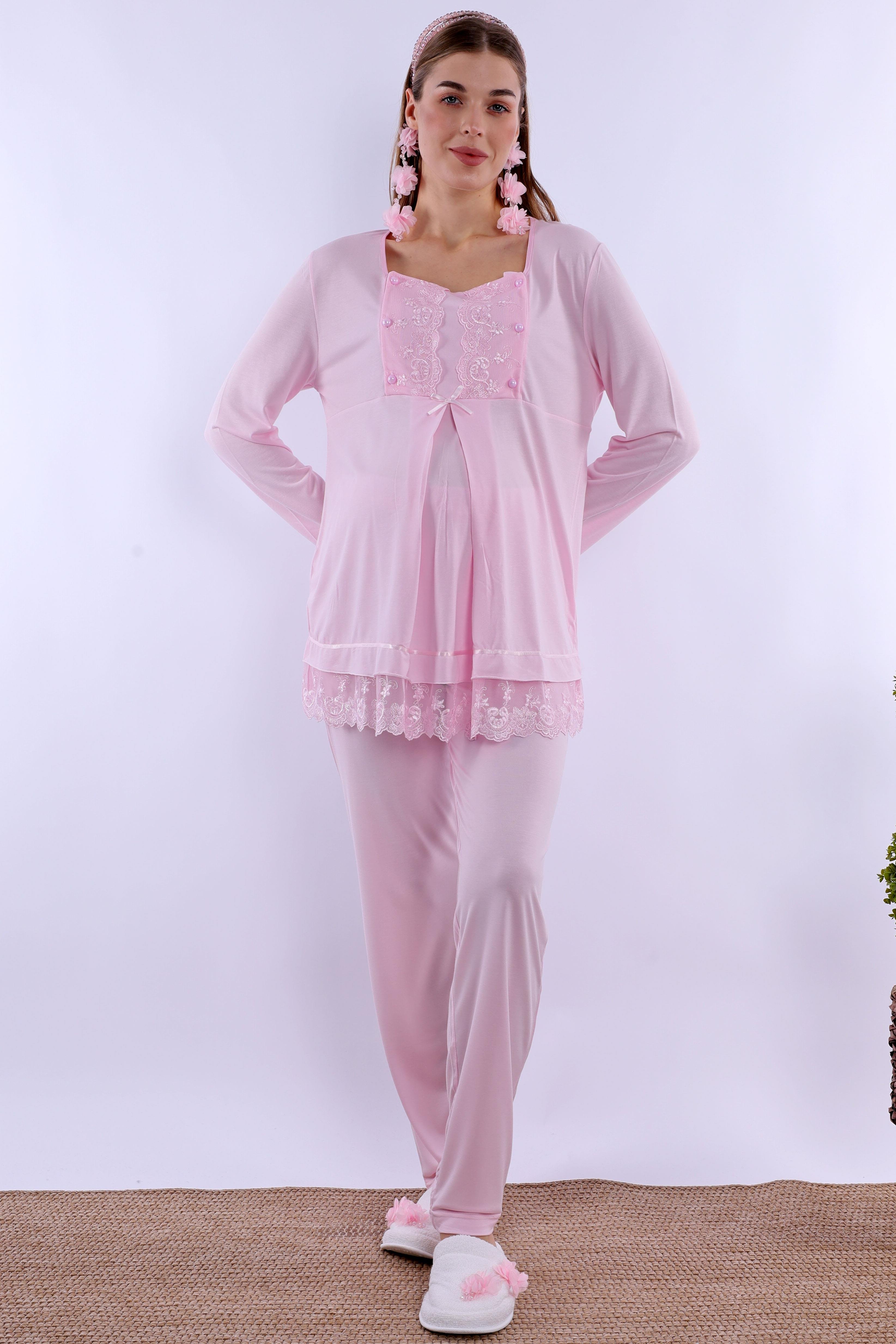 230452 Pembe Hamile Lohusa Pijama Takımı