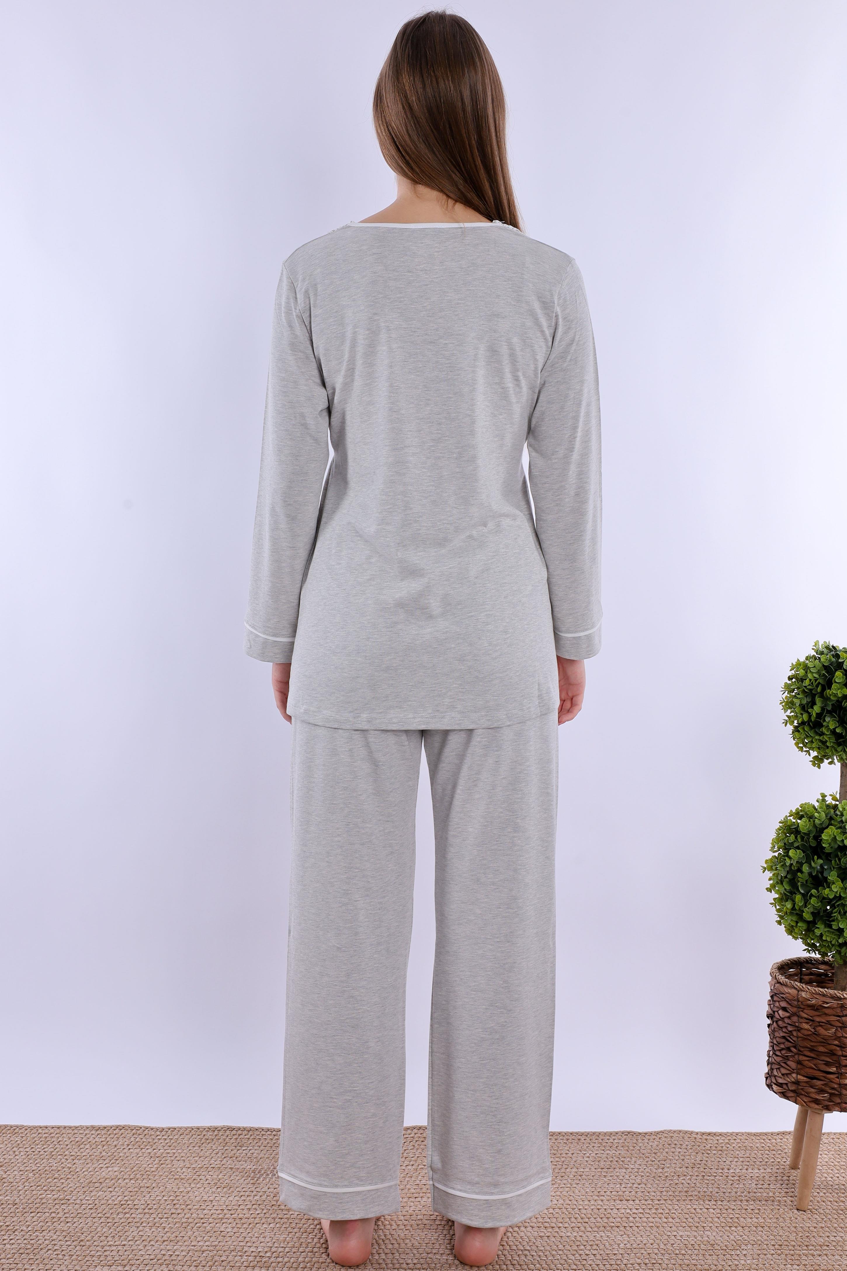 230522 Açık Gri Hamile Lohusa Pijama Takımı