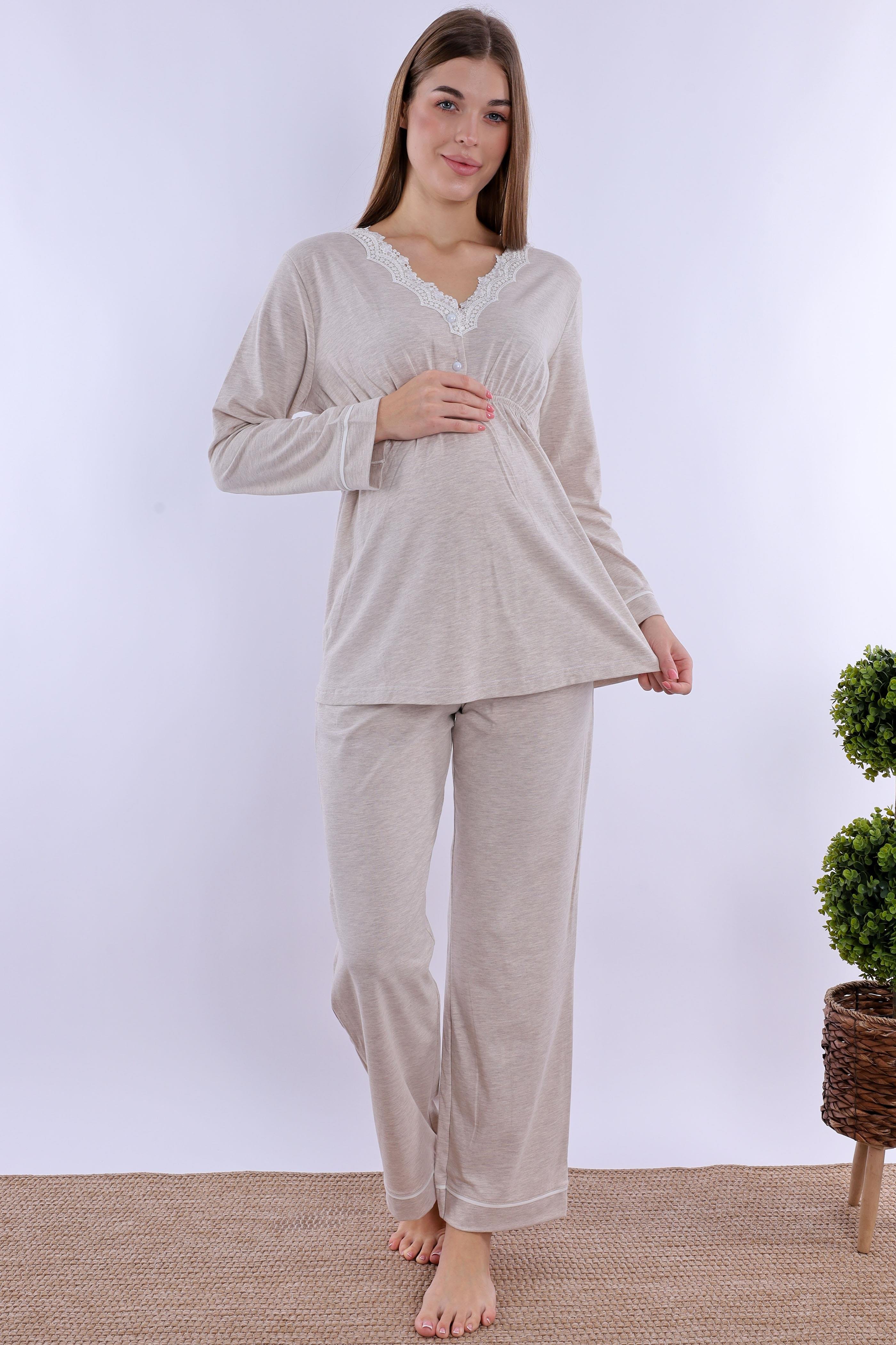230522 Bej Hamile Lohusa Pijama Takımı