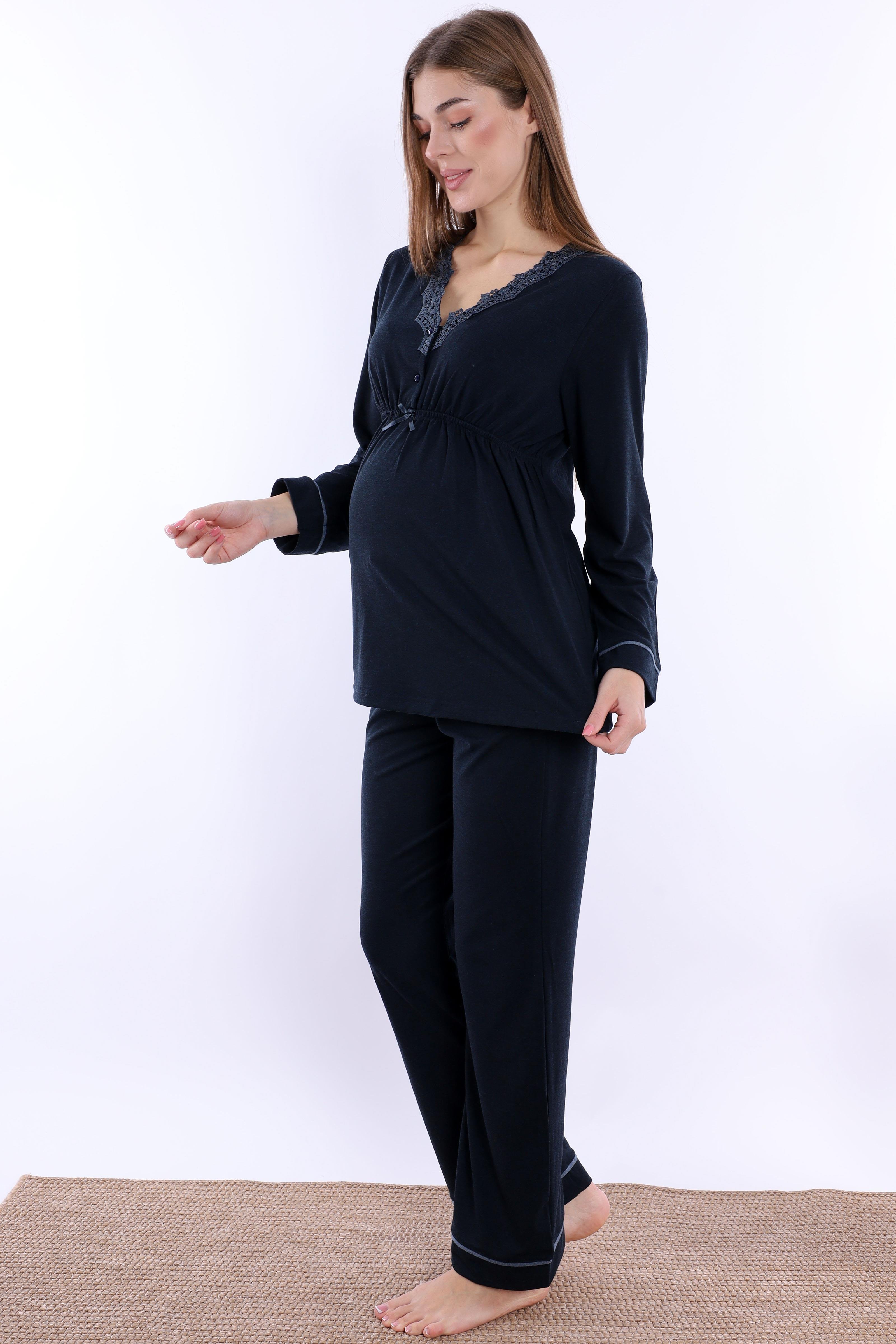 230522 Lacivert Hamile Lohusa Pijama Takımı