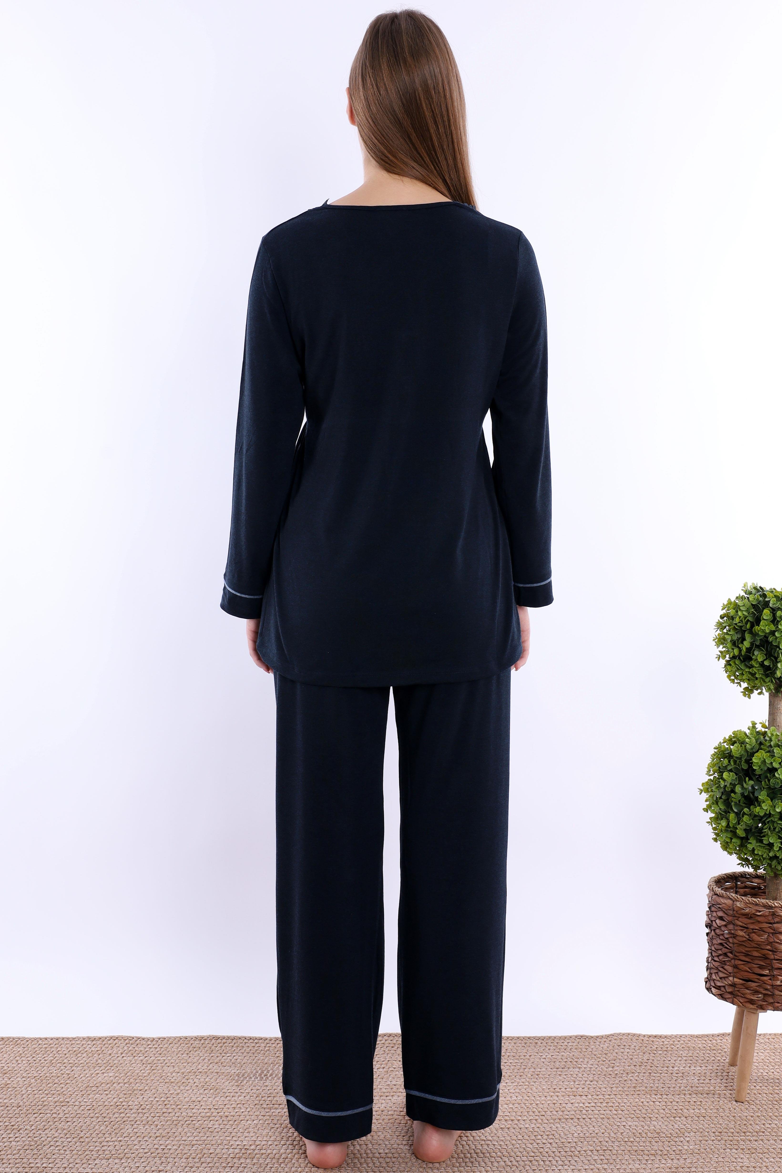 230522 Lacivert Hamile Lohusa Pijama Takımı