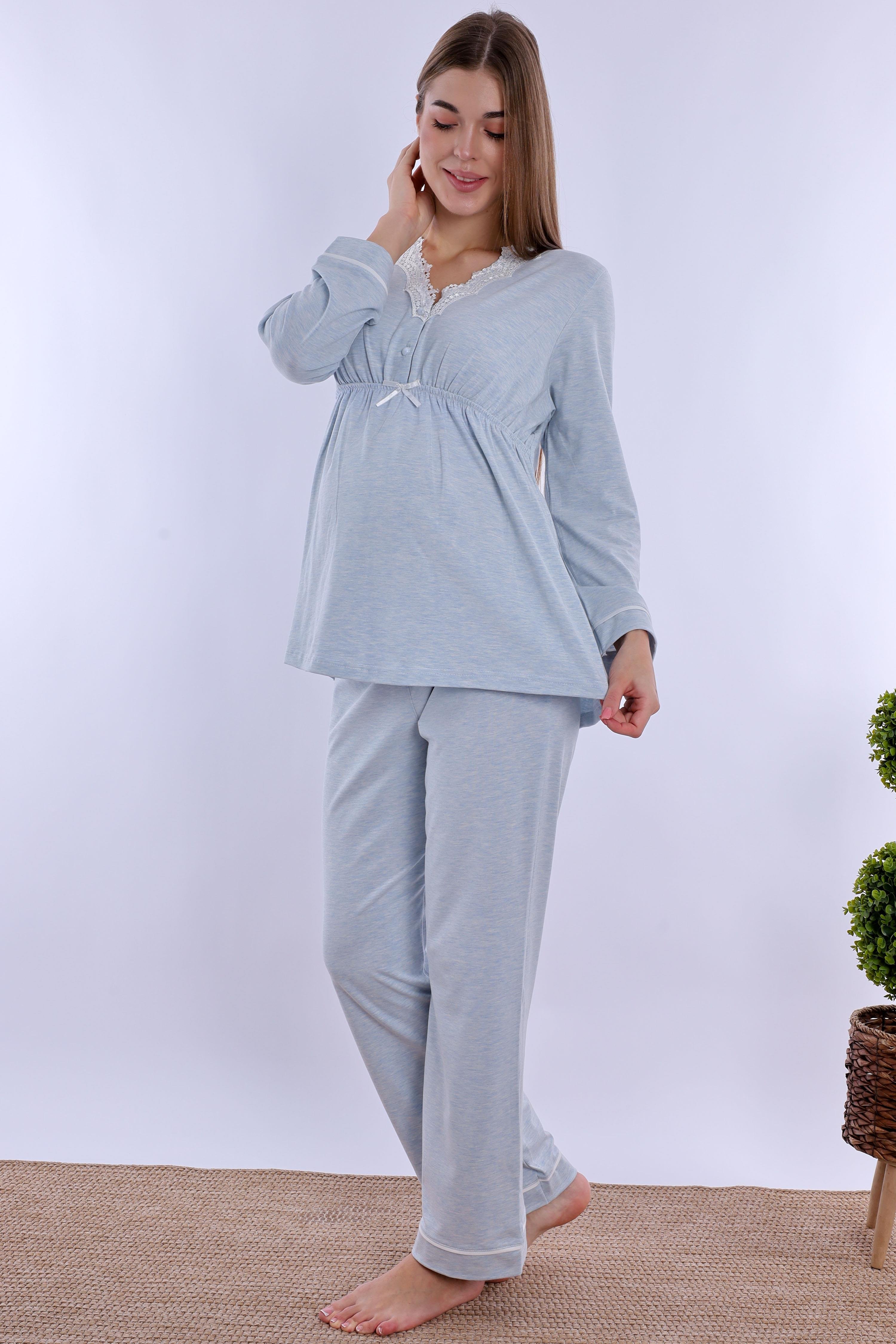 230522 Mavi Hamile Lohusa Pijama Takımı
