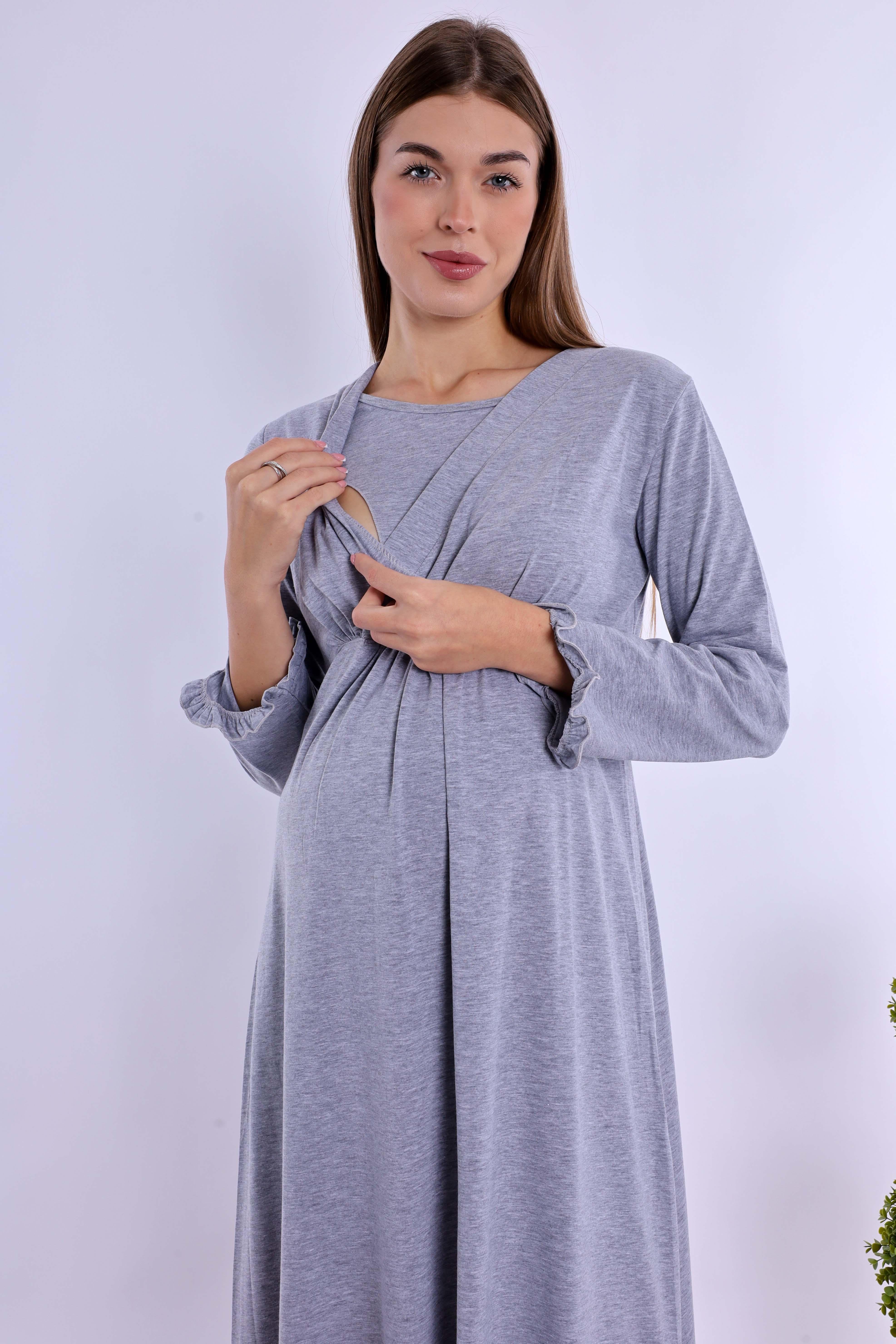 240432 Gri Hamile Lohusa Gecelik