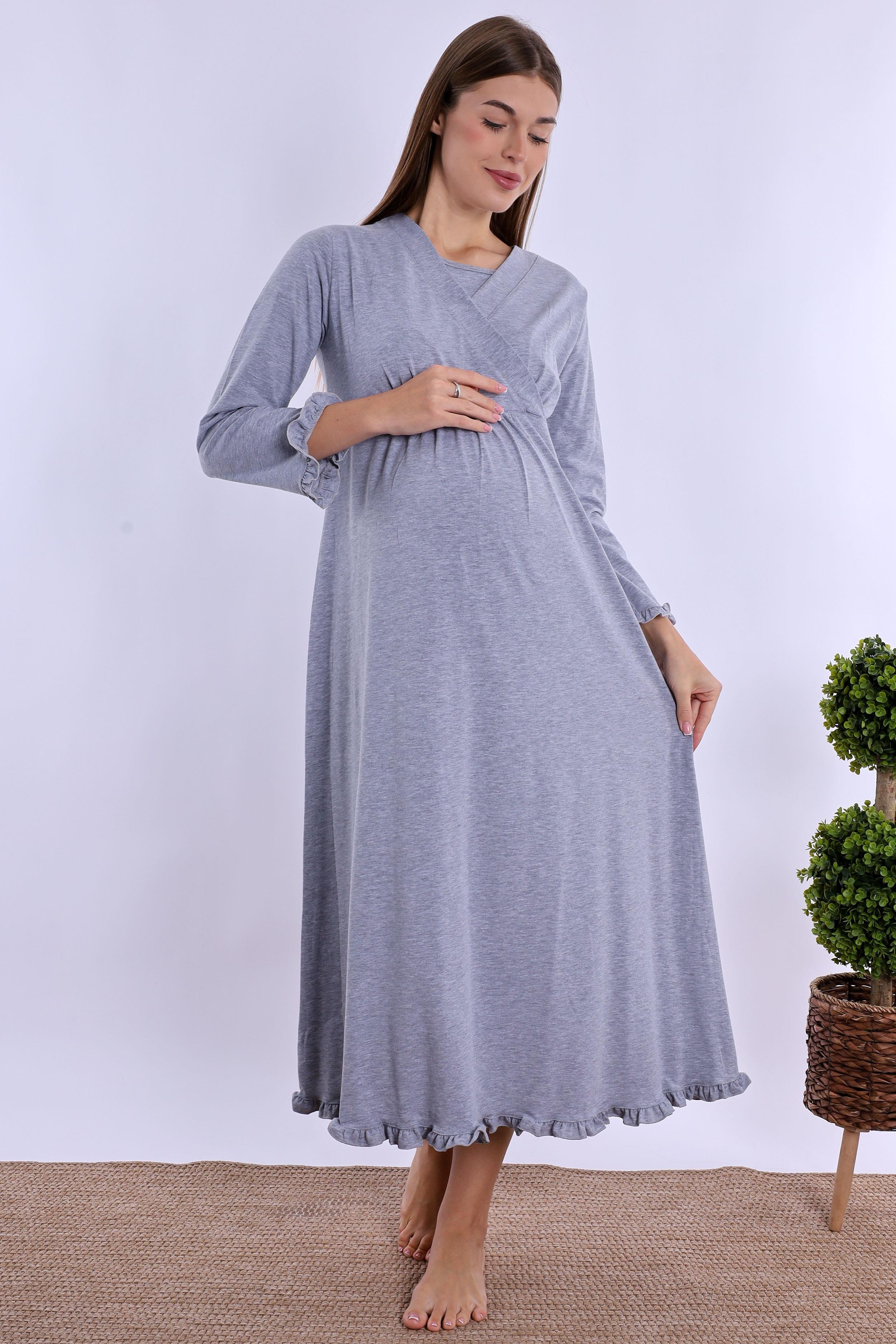 240432 Gri Hamile Lohusa Gecelik