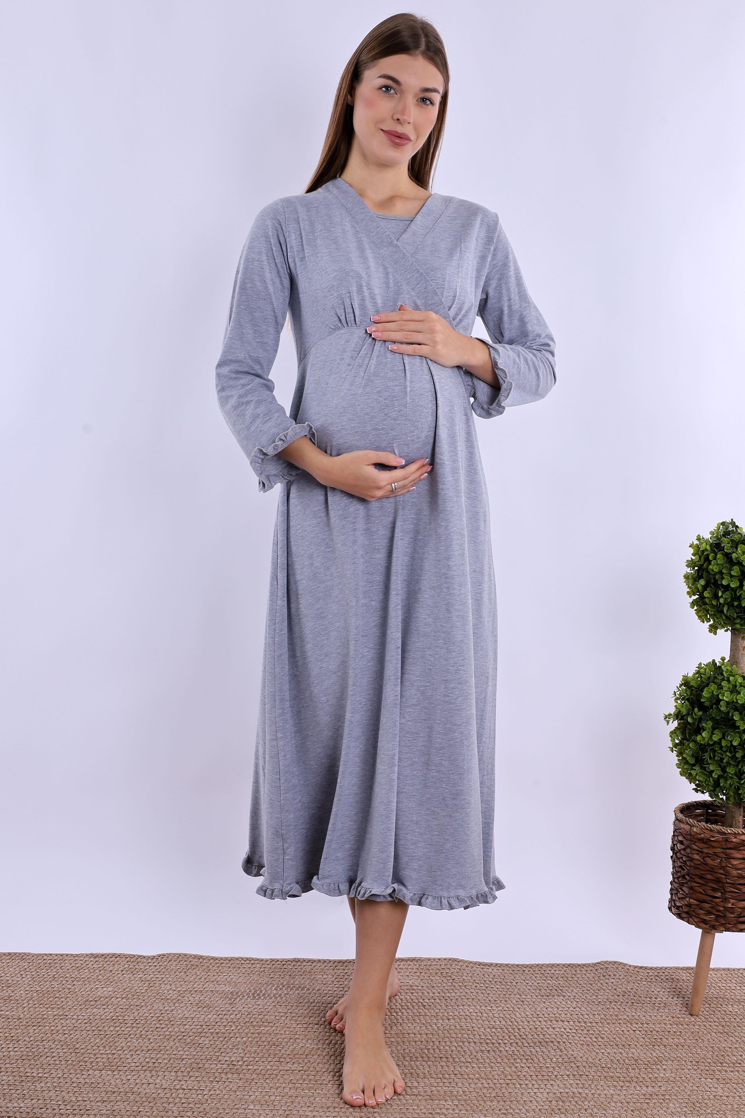 240432 Gri Hamile Lohusa Gecelik