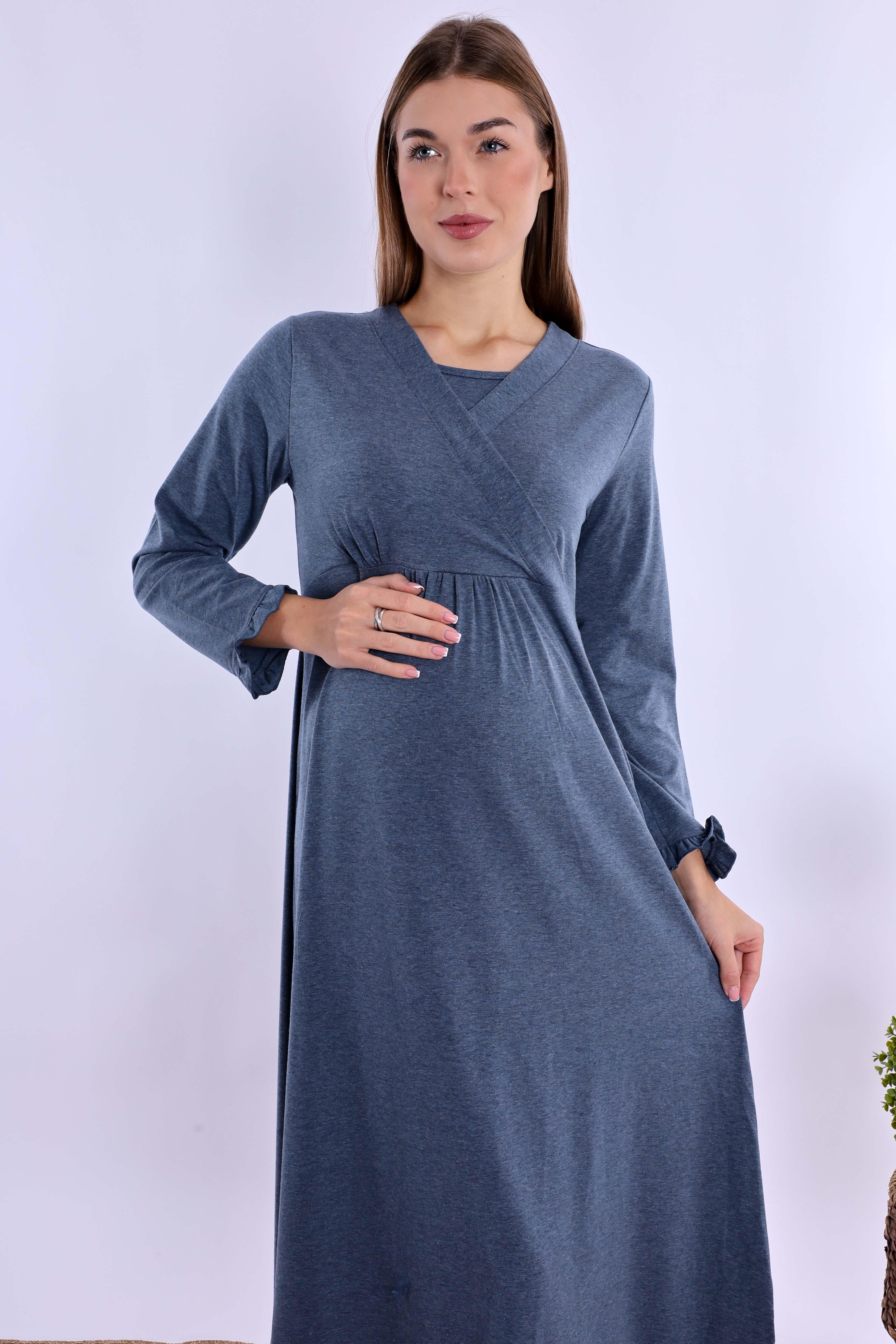 240432 İndigo Hamile Lohusa Gecelik