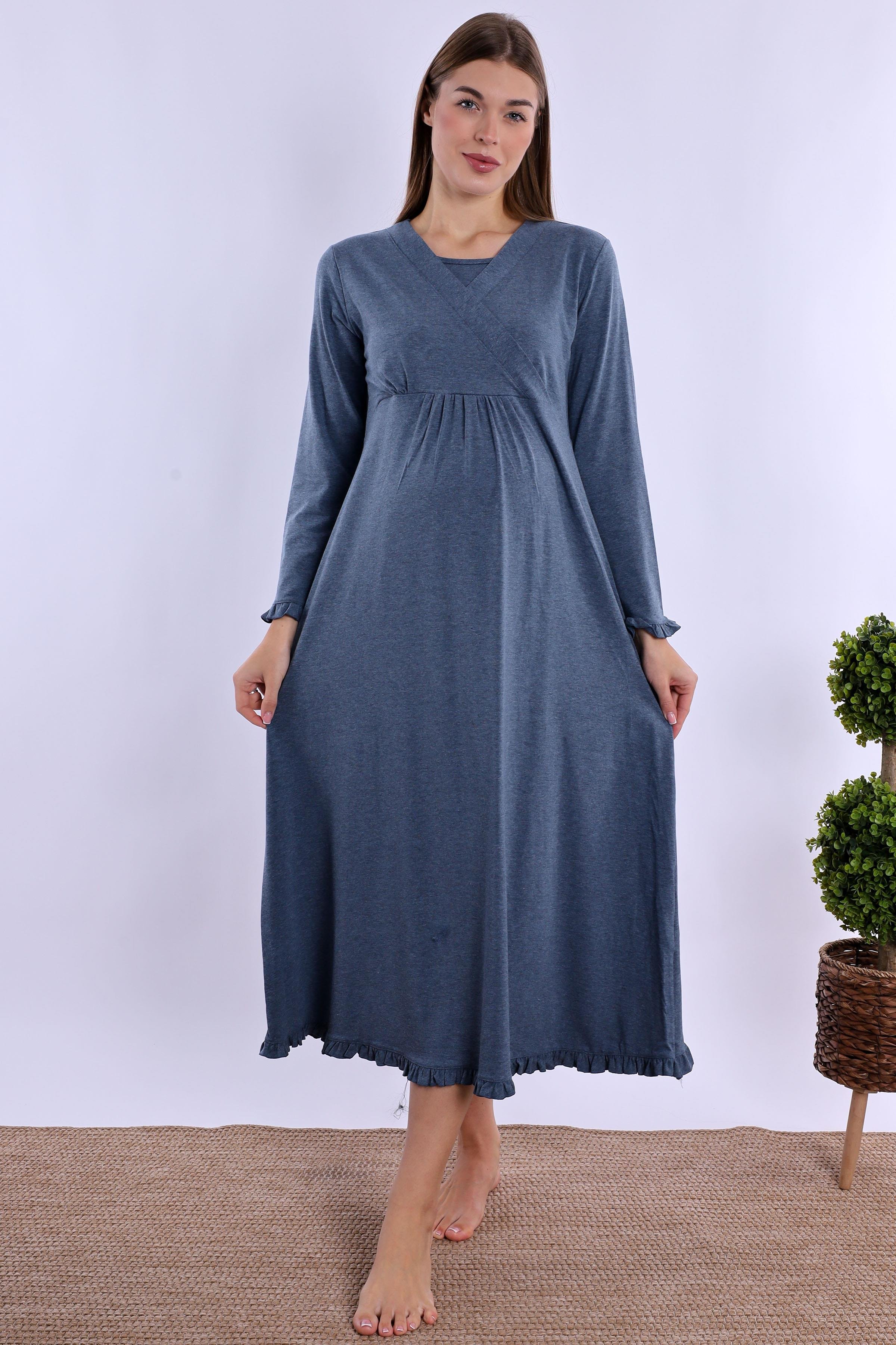 240432 İndigo Hamile Lohusa Gecelik