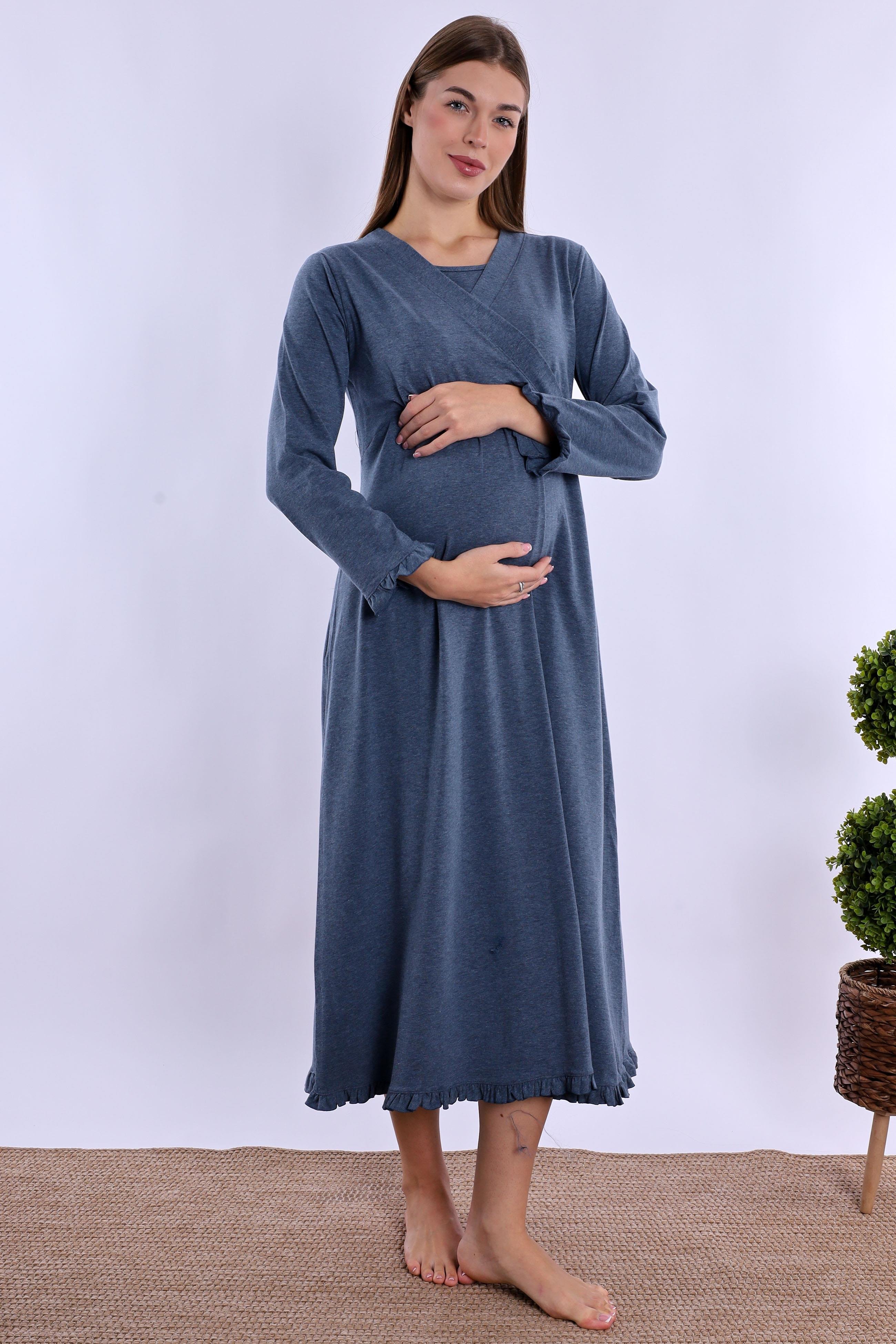 240432 İndigo Hamile Lohusa Gecelik