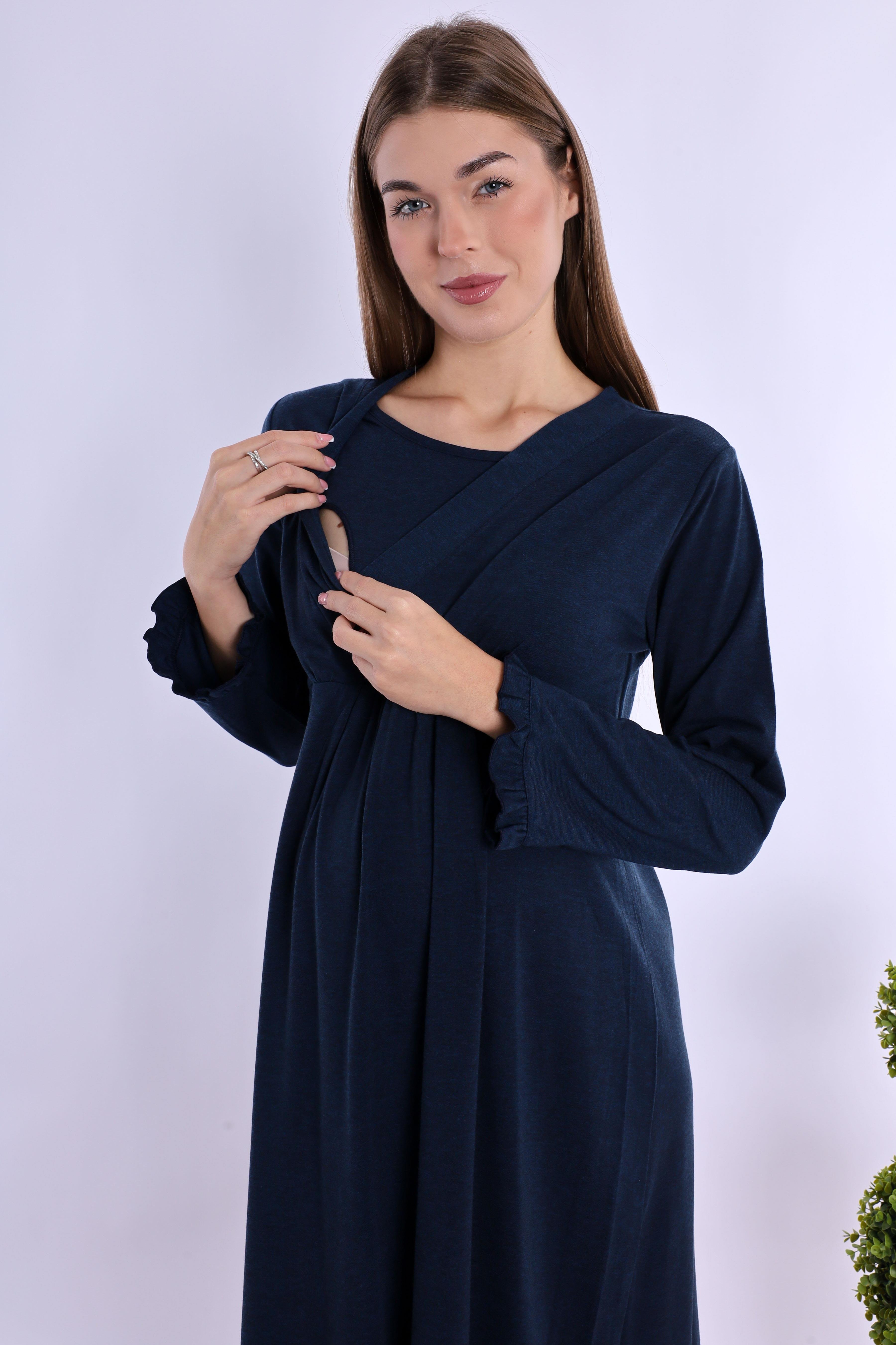 240432 Lacivert Hamile Lohusa Gecelik