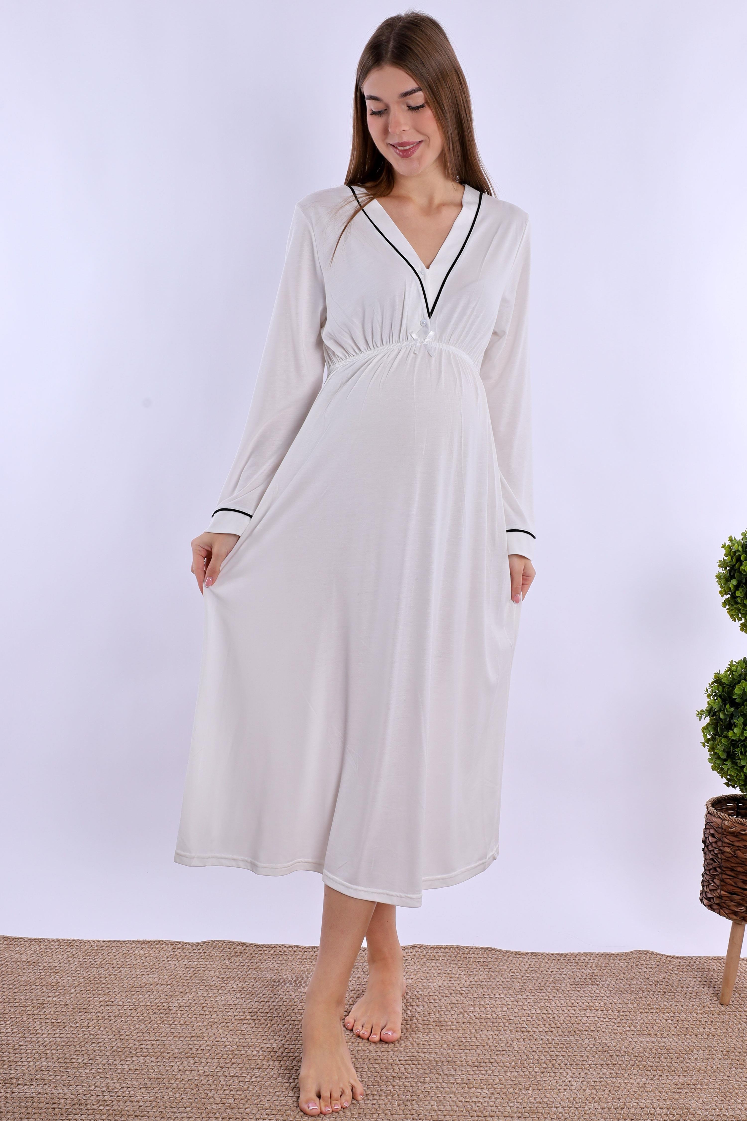 240532 Ekru Hamile Lohusa Gecelik