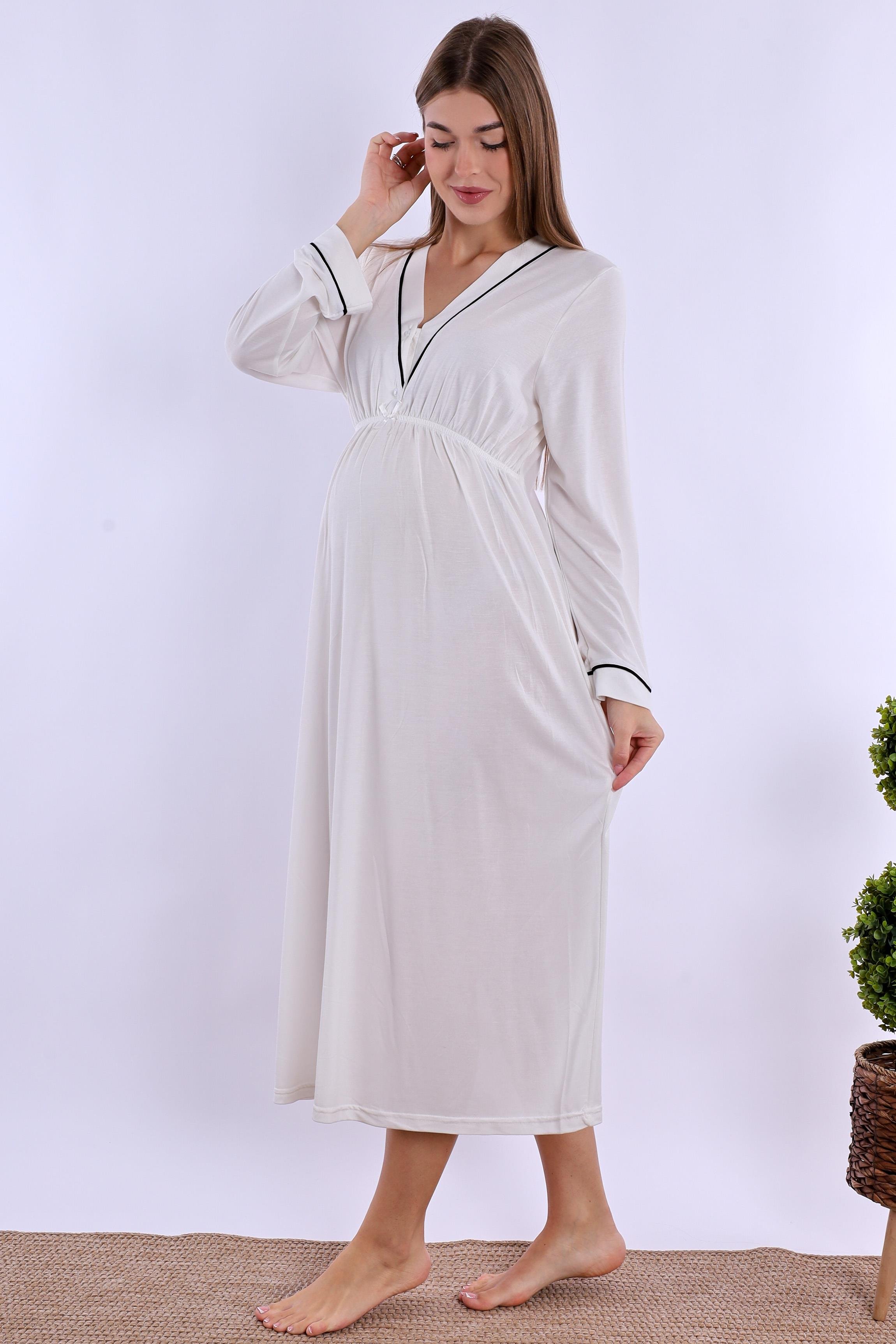 240532 Ekru Hamile Lohusa Gecelik