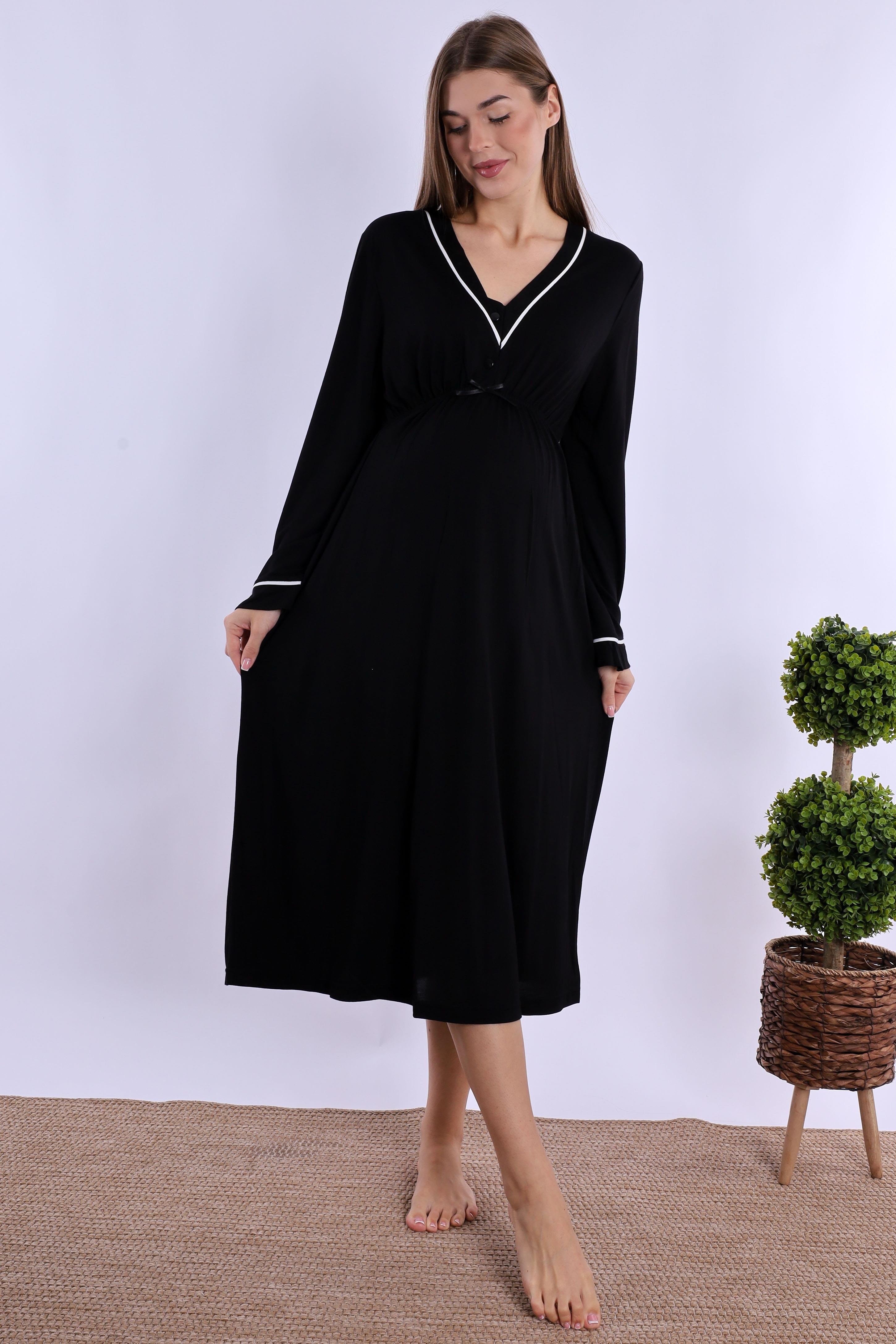 240532 Siyah Hamile Lohusa Gecelik