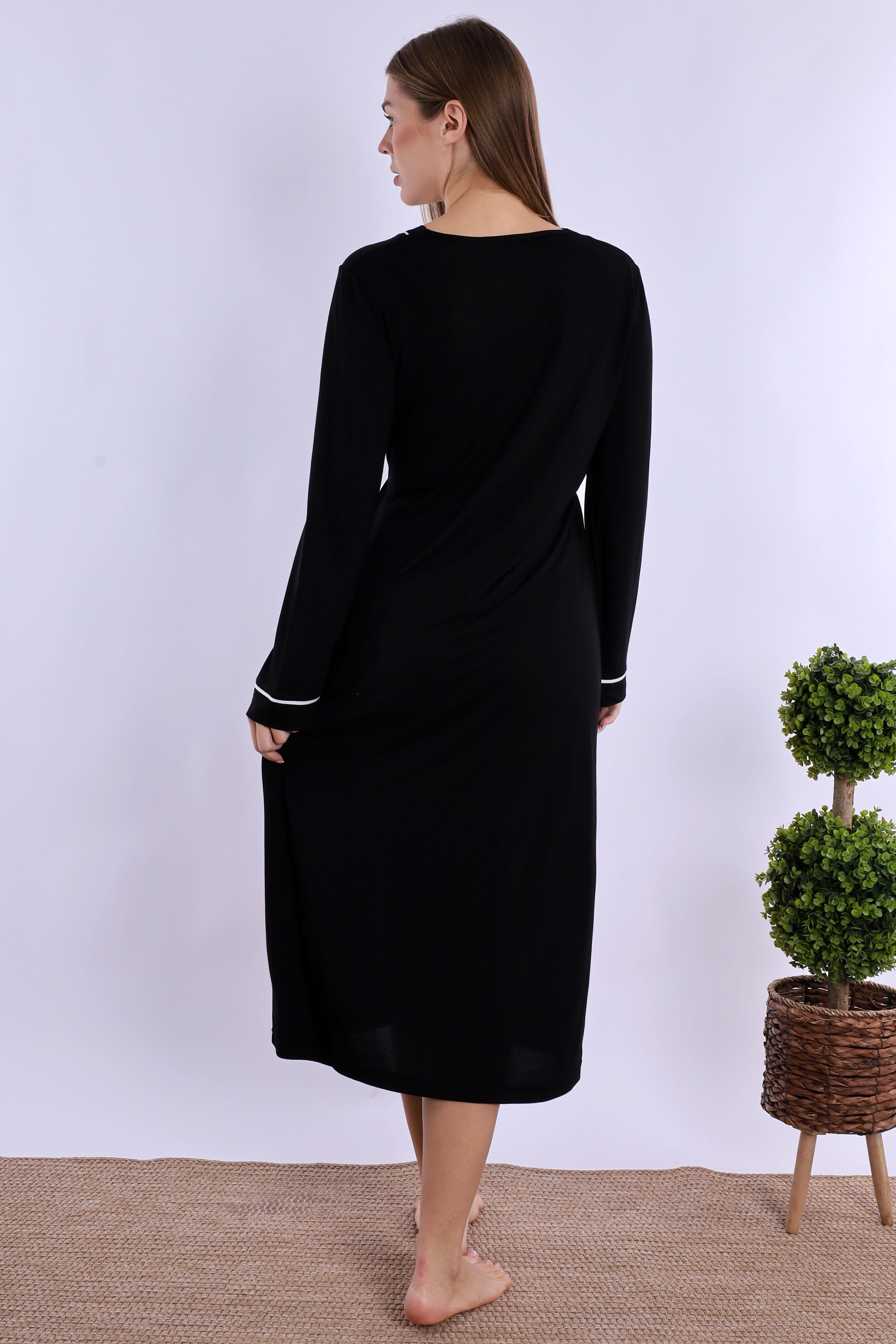 240532 Siyah Hamile Lohusa Gecelik