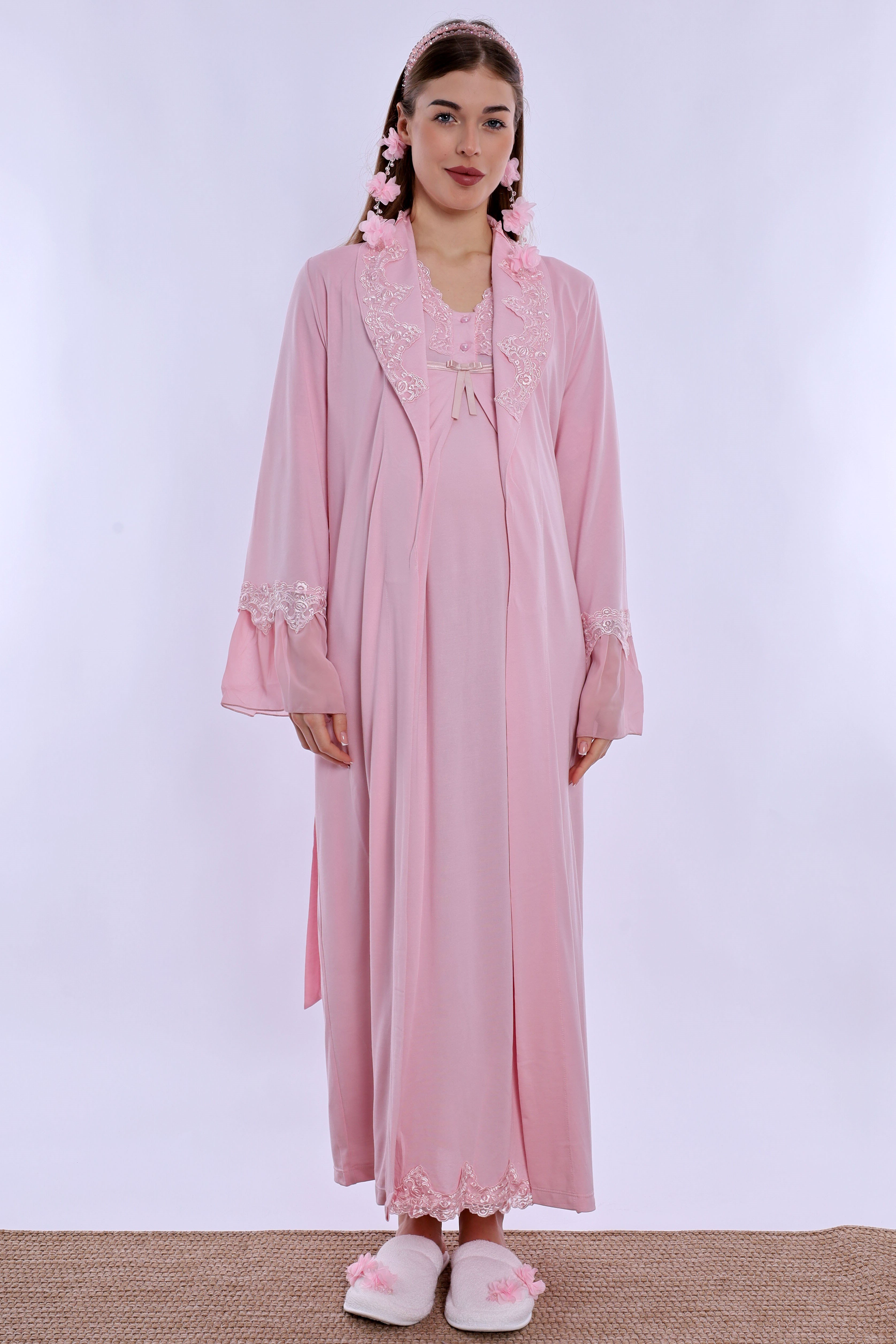 250362 Konforlu Kesim Emzirme Özellikli Hamile Lohusa Set  - Pembe