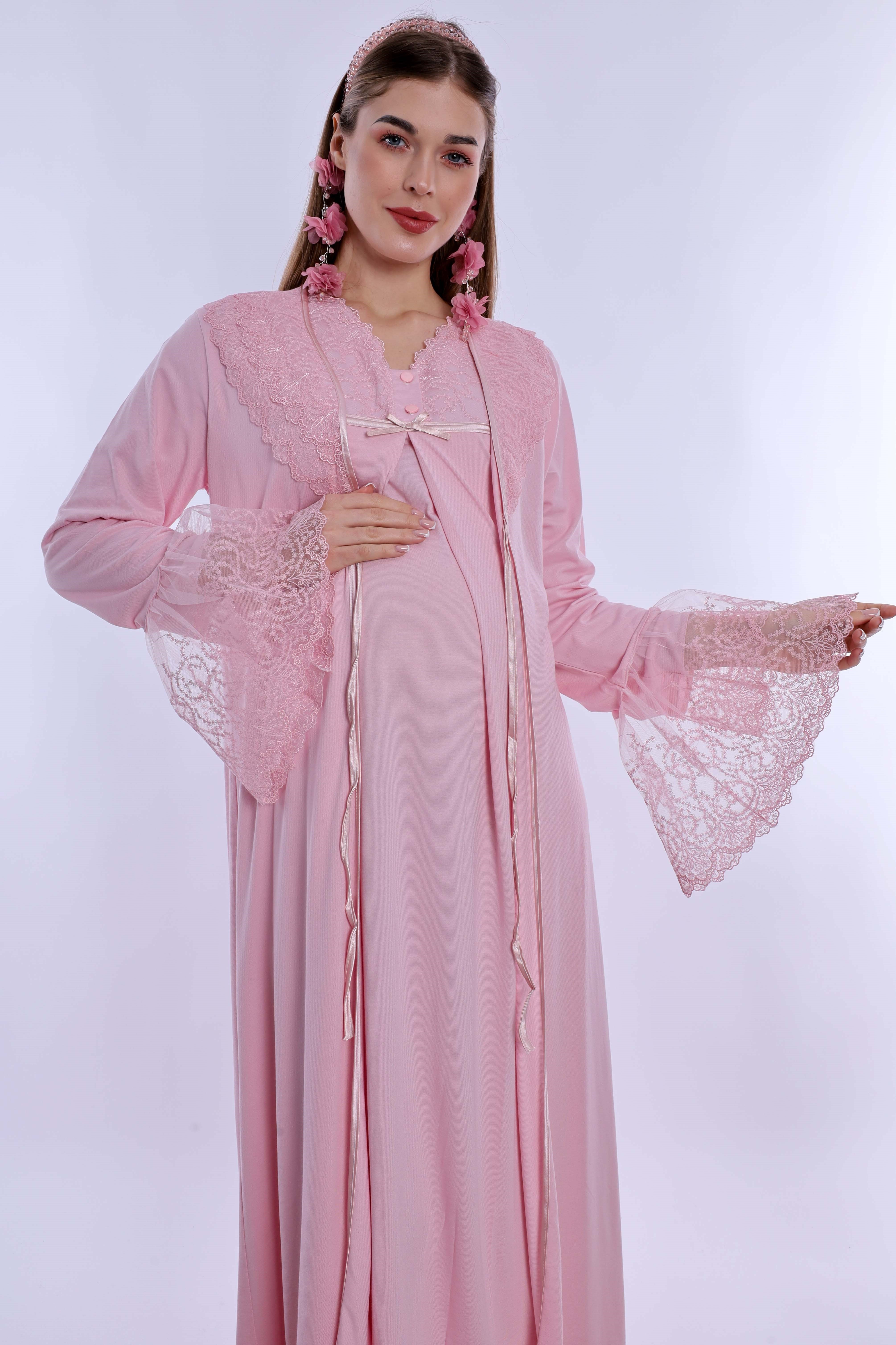 270462 Hamilelik ve Lohusalık Dönemi Pamuklu Set 4 Parça  - Pembe