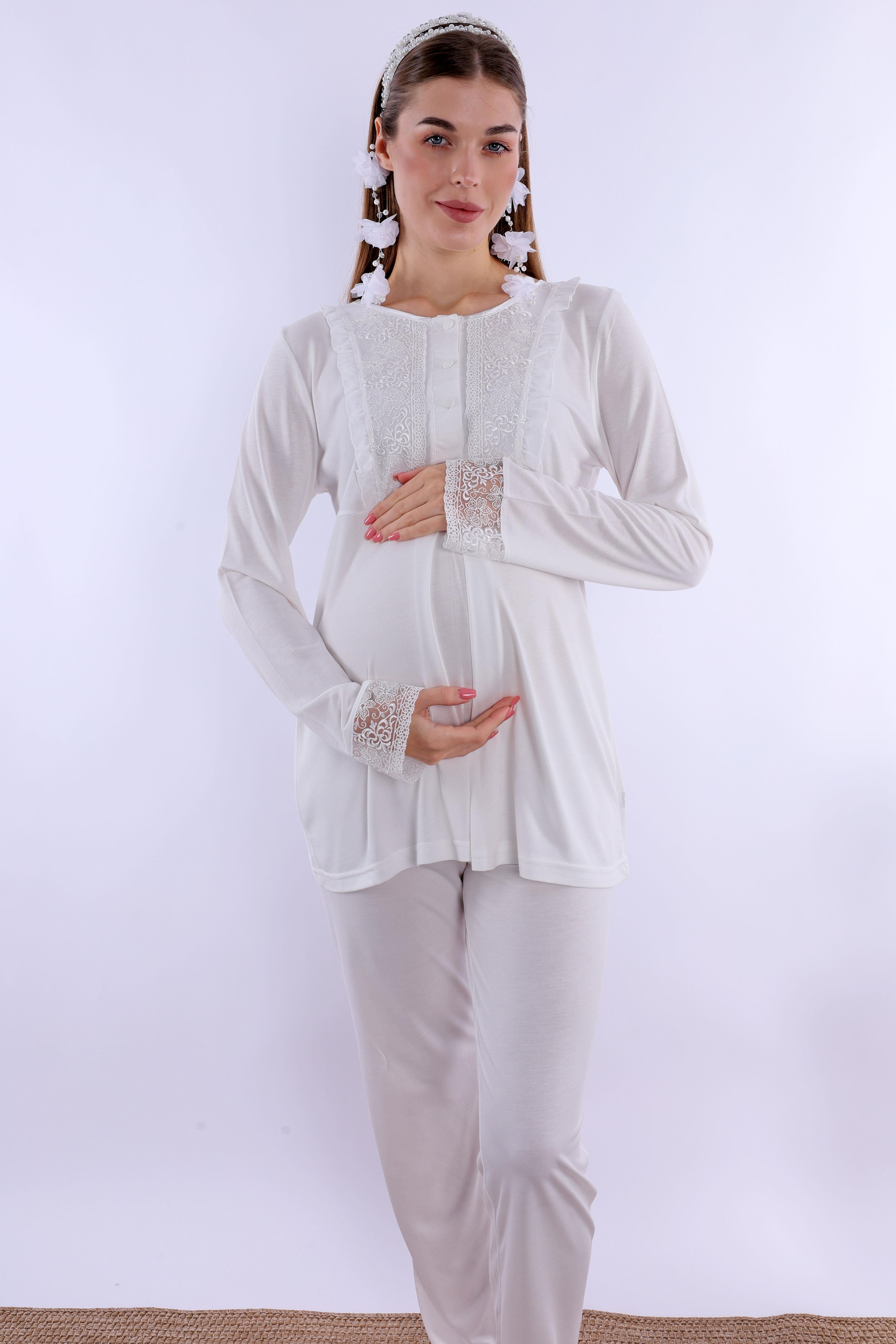 270692 Ekru Hamile Lohusa Pijama Takımı
