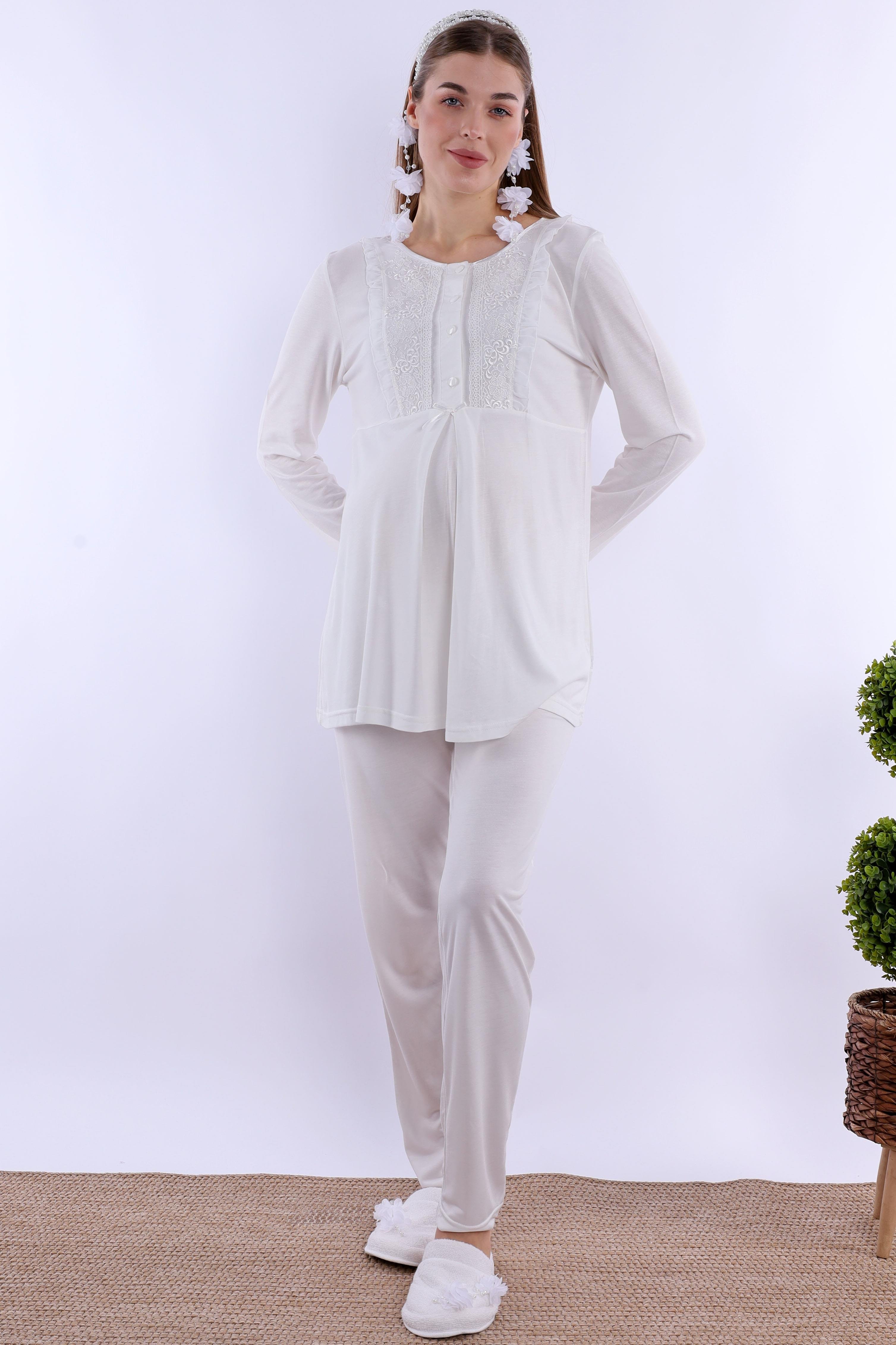 270692 Ekru Hamile Lohusa Pijama Takımı
