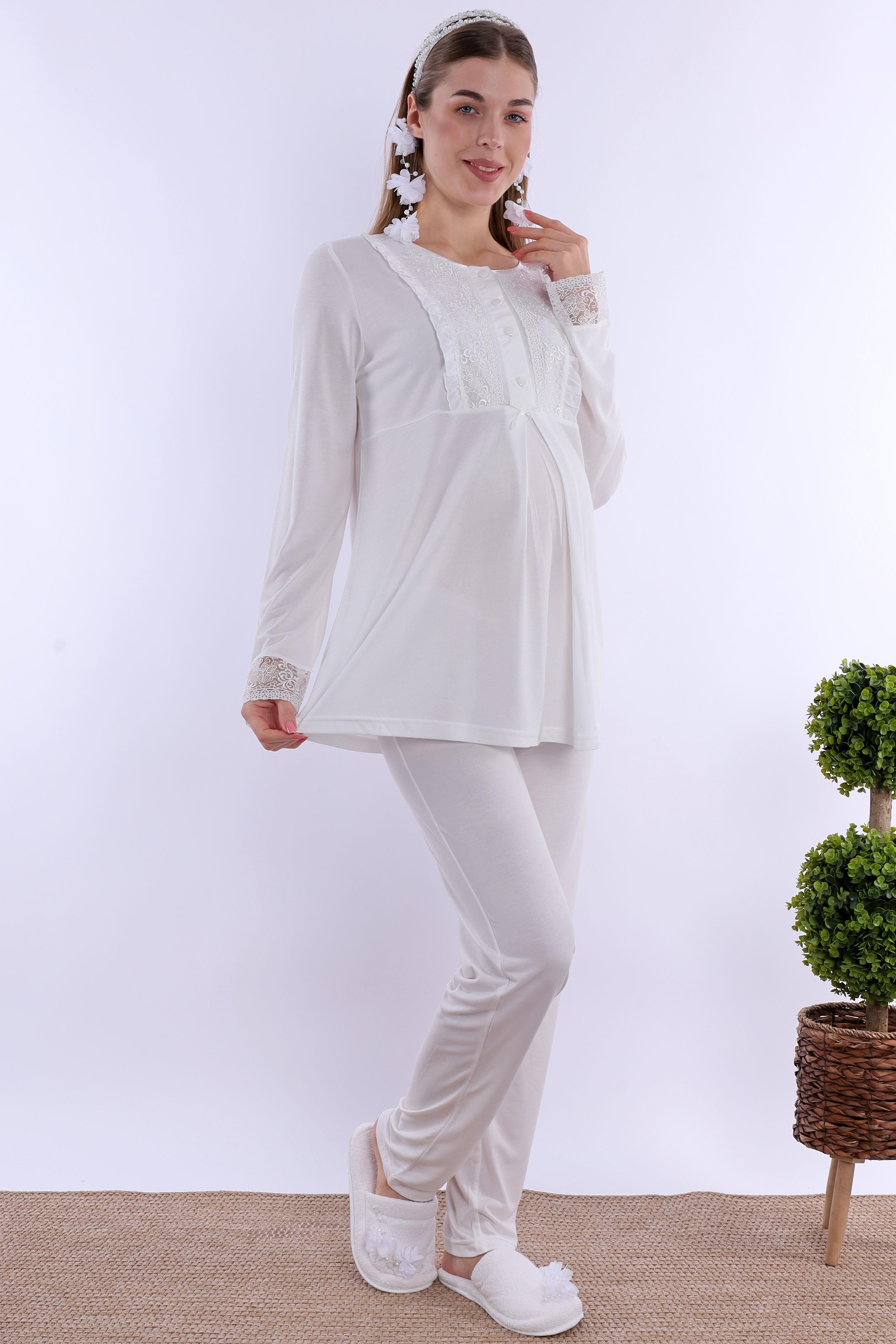 270692 Ekru Hamile Lohusa Pijama Takımı