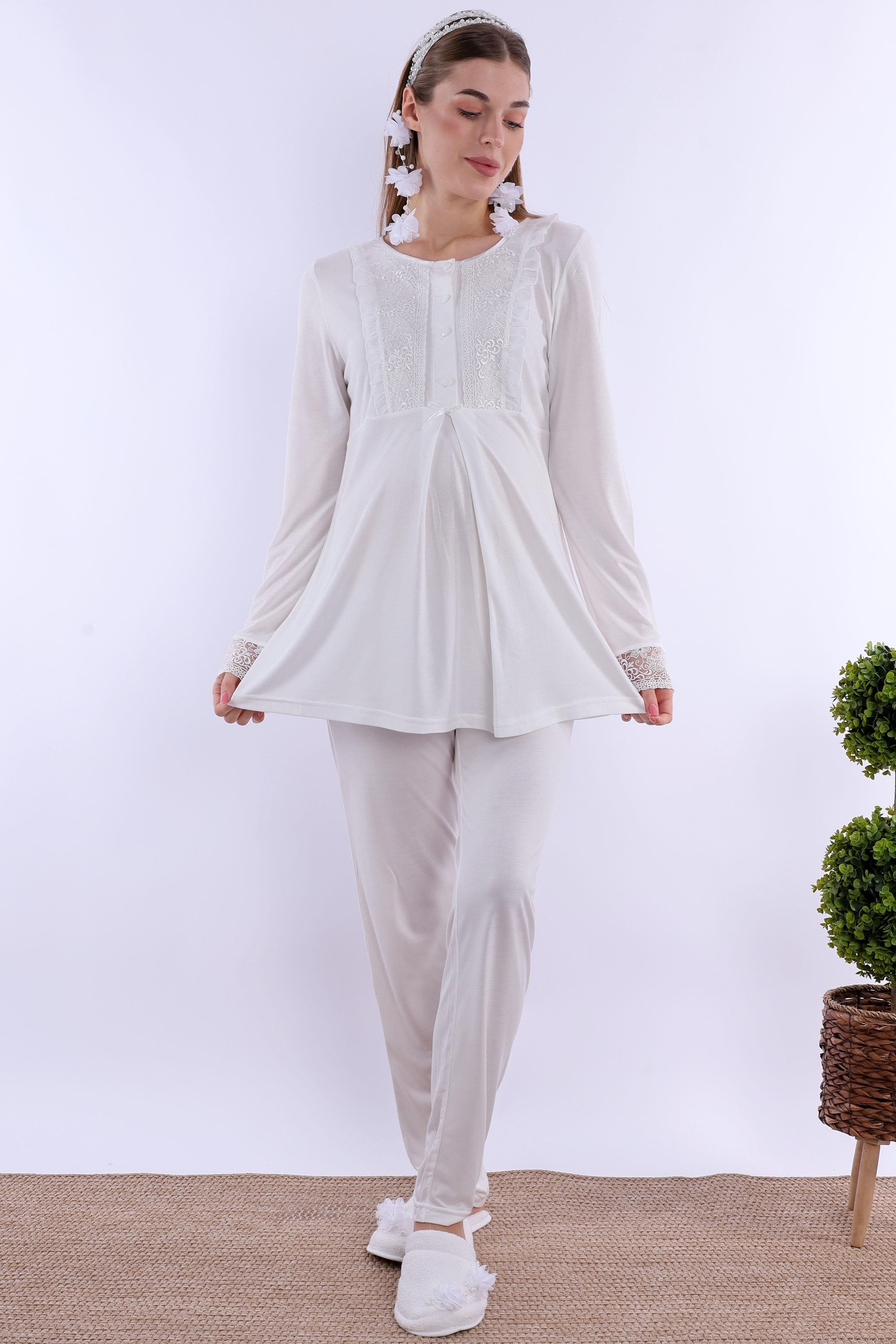 270692 Ekru Hamile Lohusa Pijama Takımı