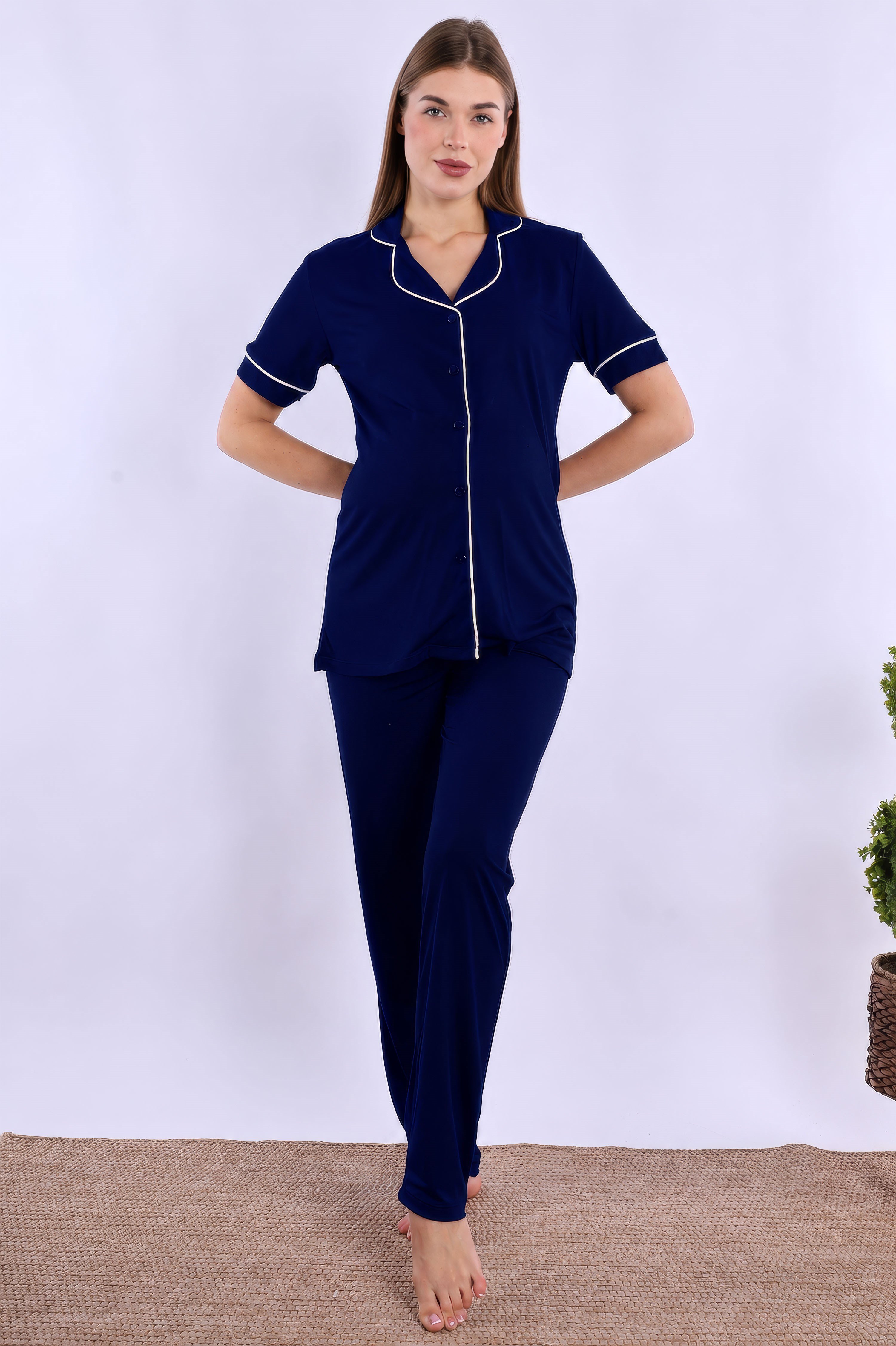 280692 Lacivert Hamile Lohusa Pijama Takımı