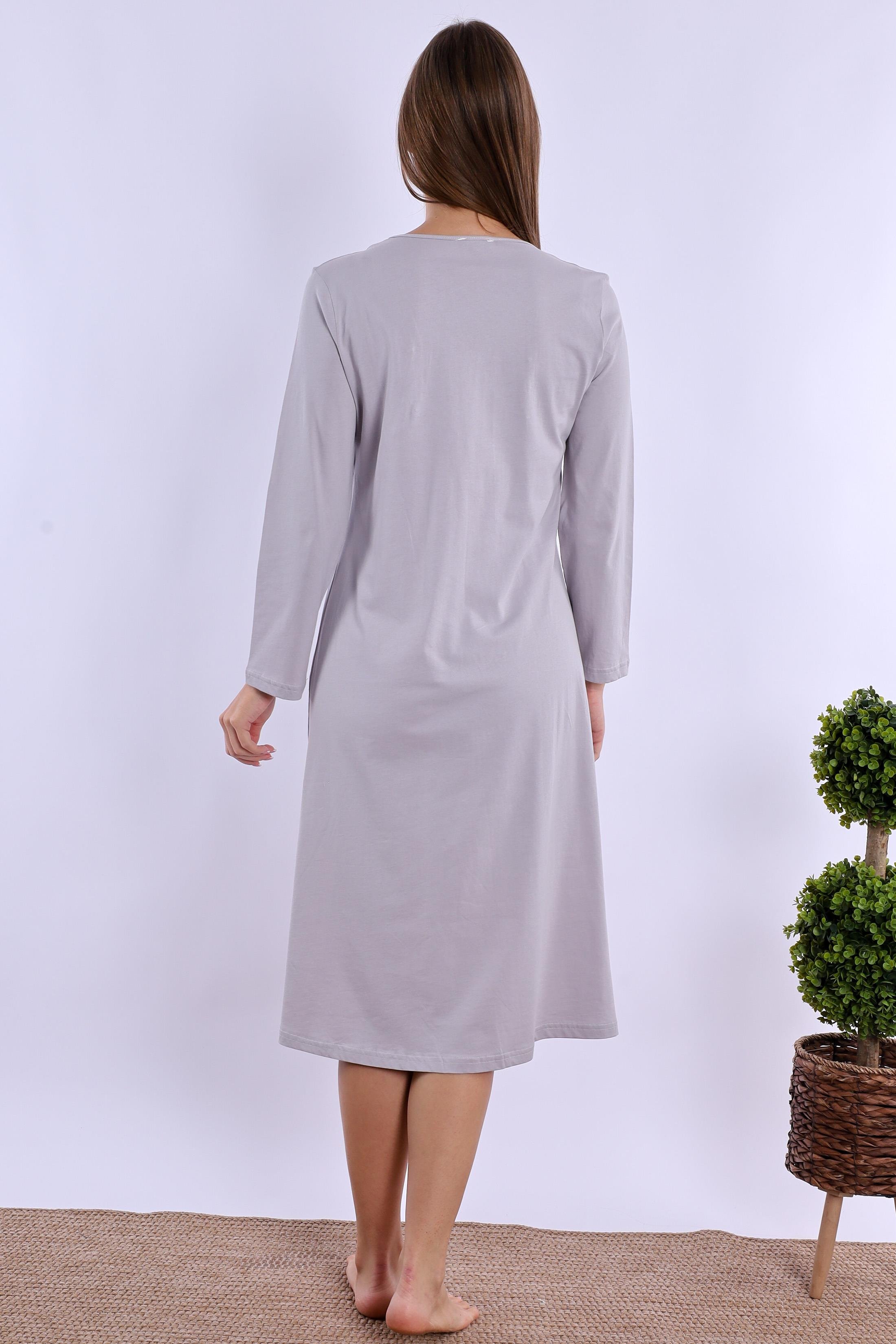 280832 Gri %100 Pamuk Hamile Lohusa Gecelik