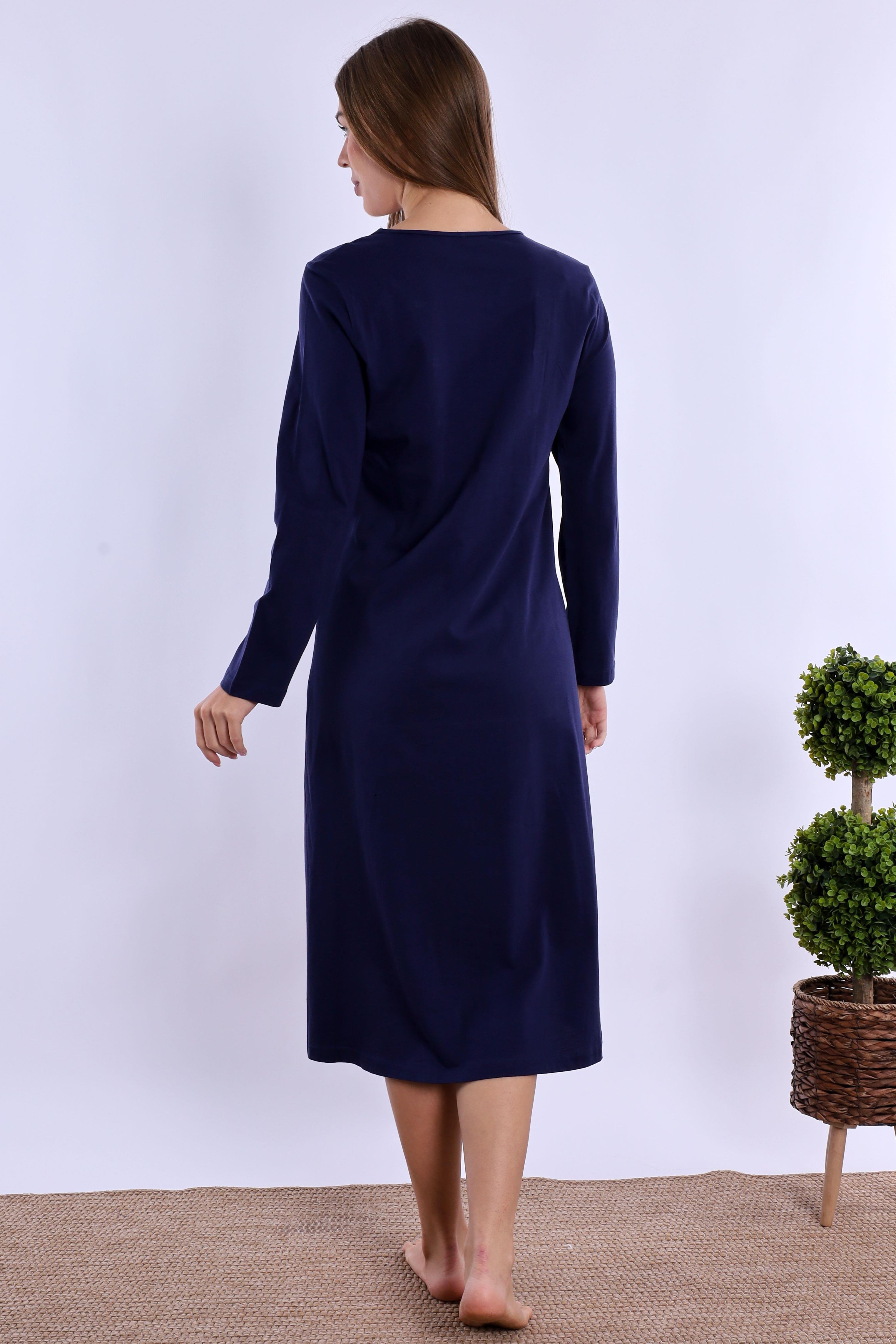 280832 Lacivert %100 Pamuk Hamile Lohusa Gecelik