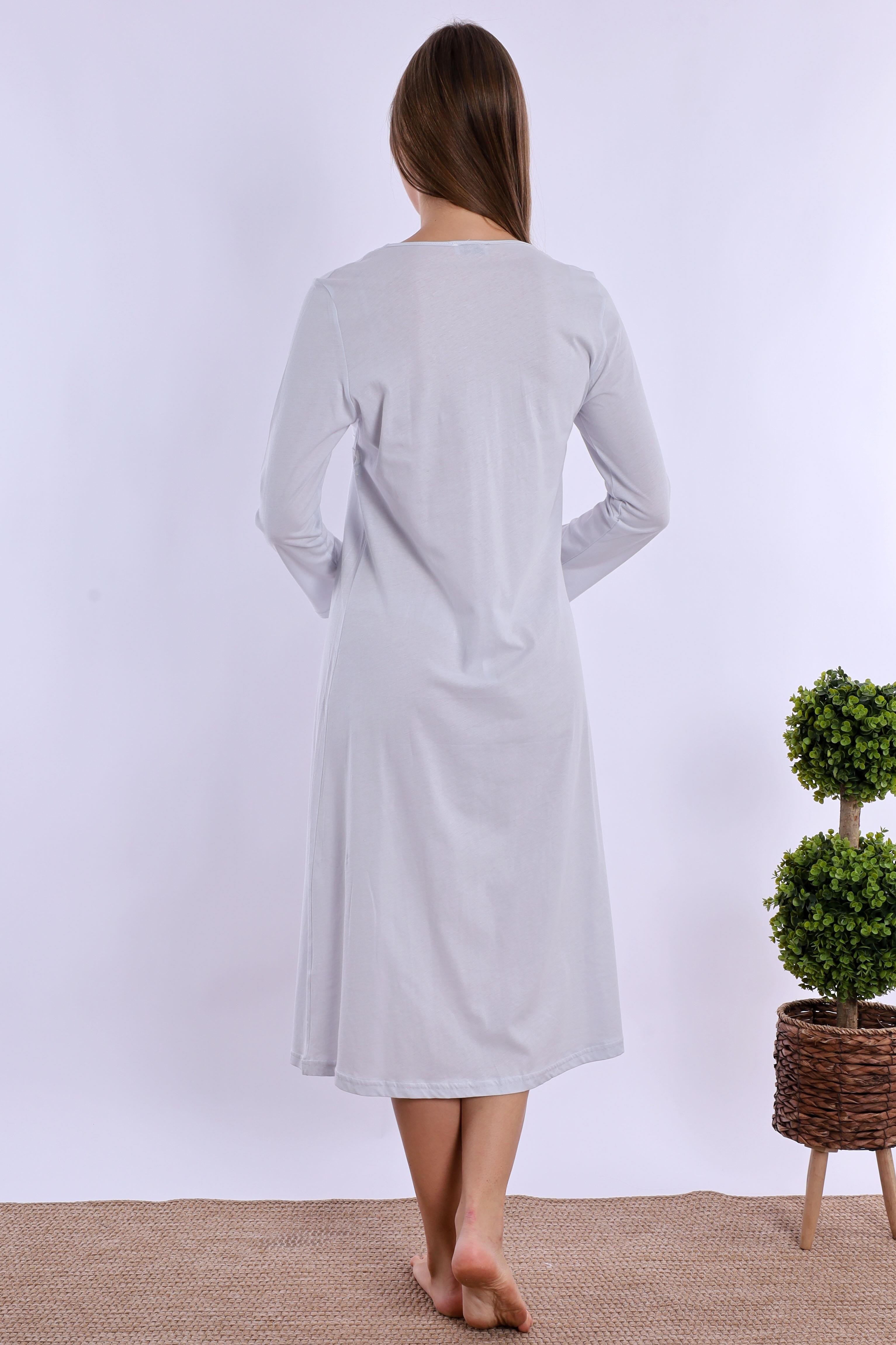 280832 Mavi %100 Pamuk Hamile Lohusa Gecelik