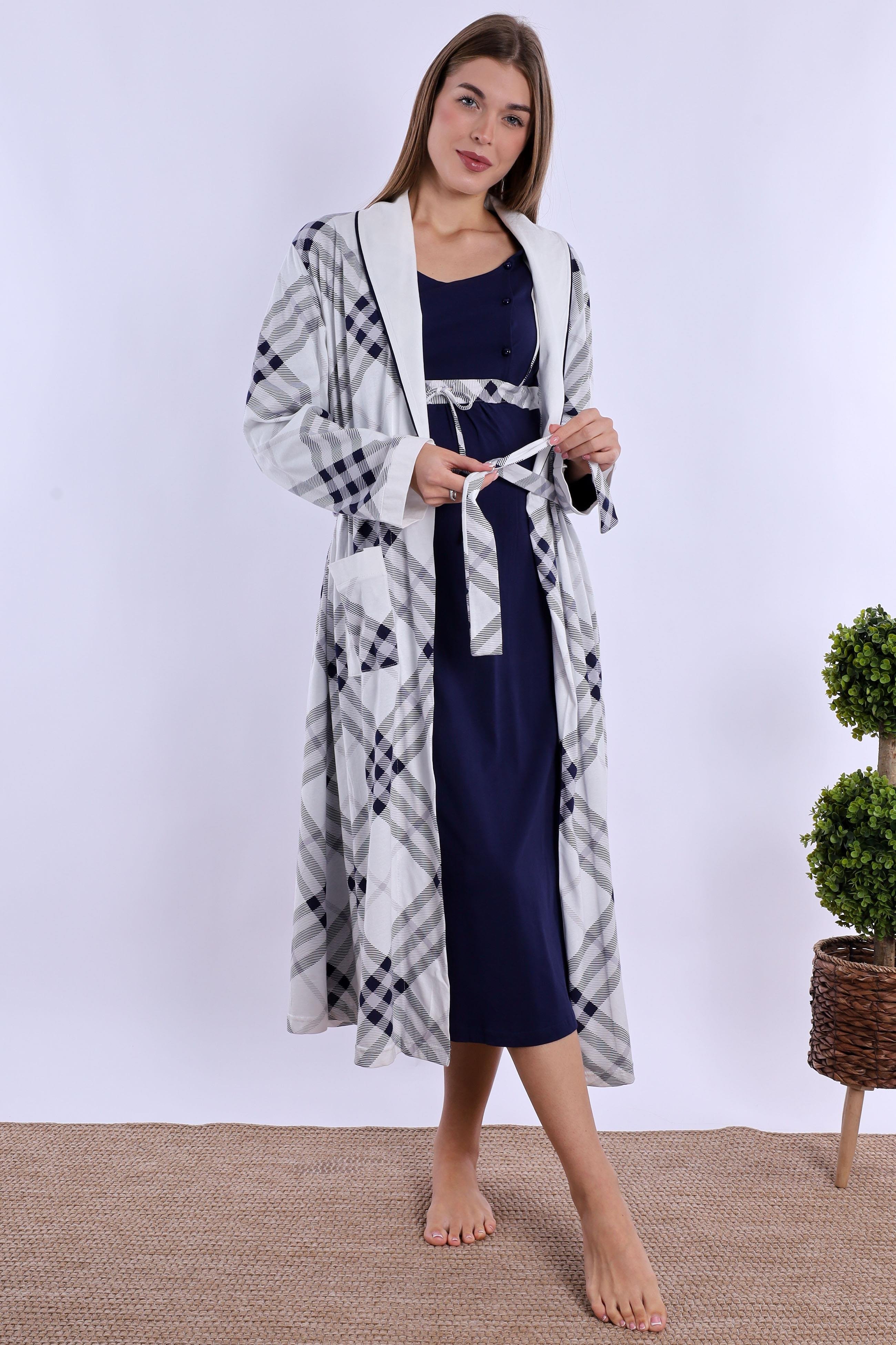 280862 Lacivert %100 Pamuk Hamile Lohusa Set