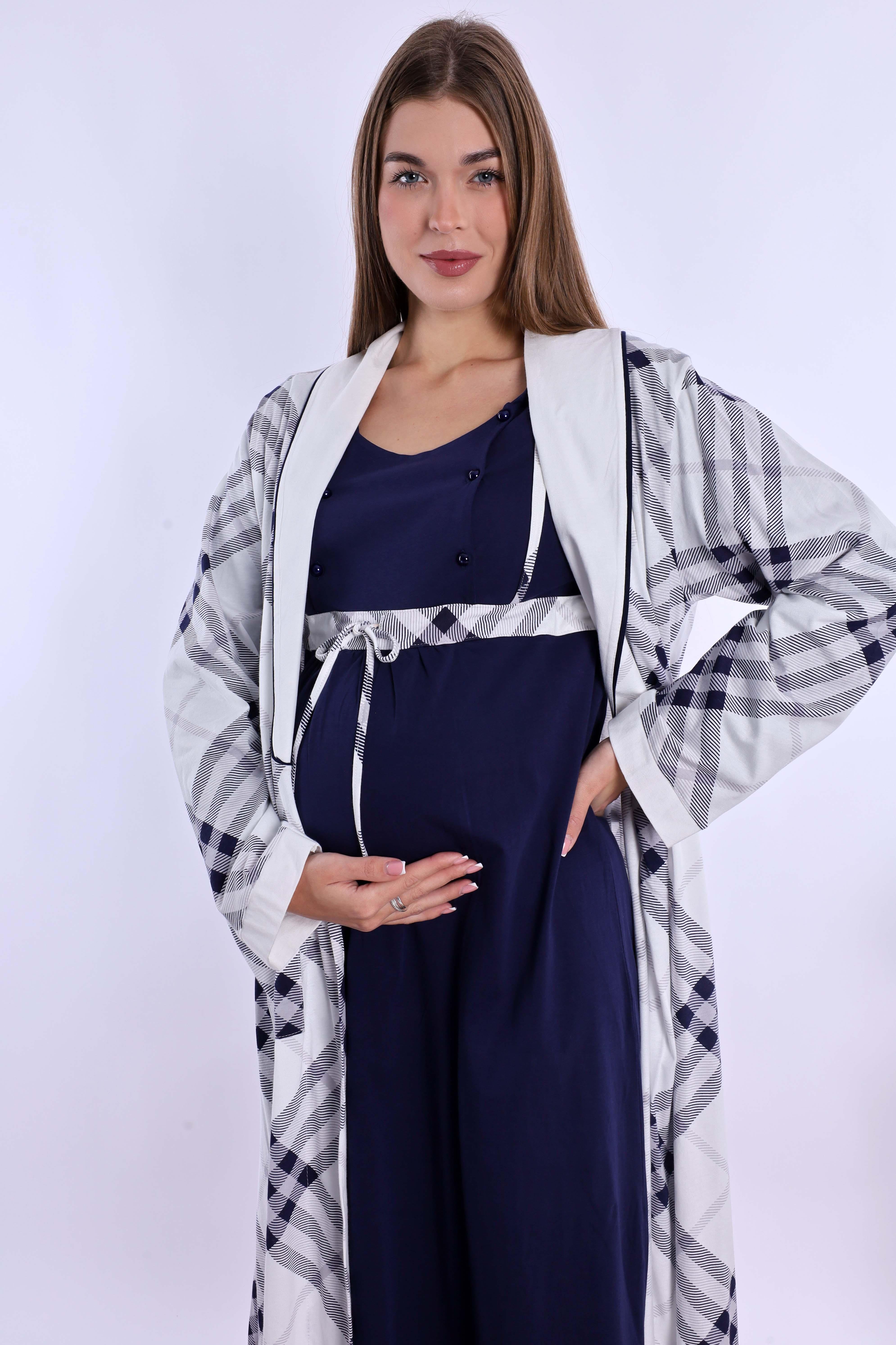 280862 Lacivert %100 Pamuk Hamile Lohusa Set