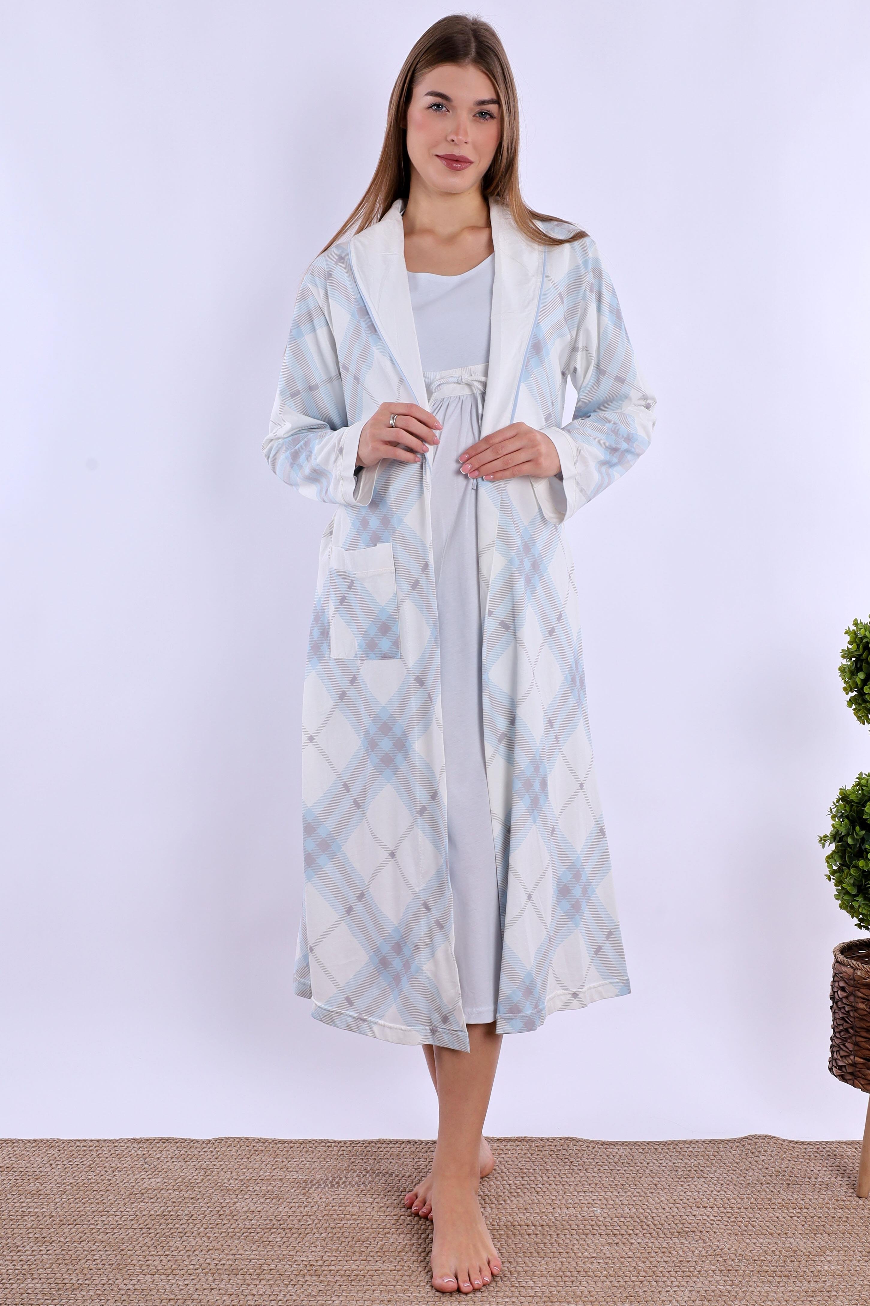 280862 Mavi %100 Pamuk Hamile Lohusa Set