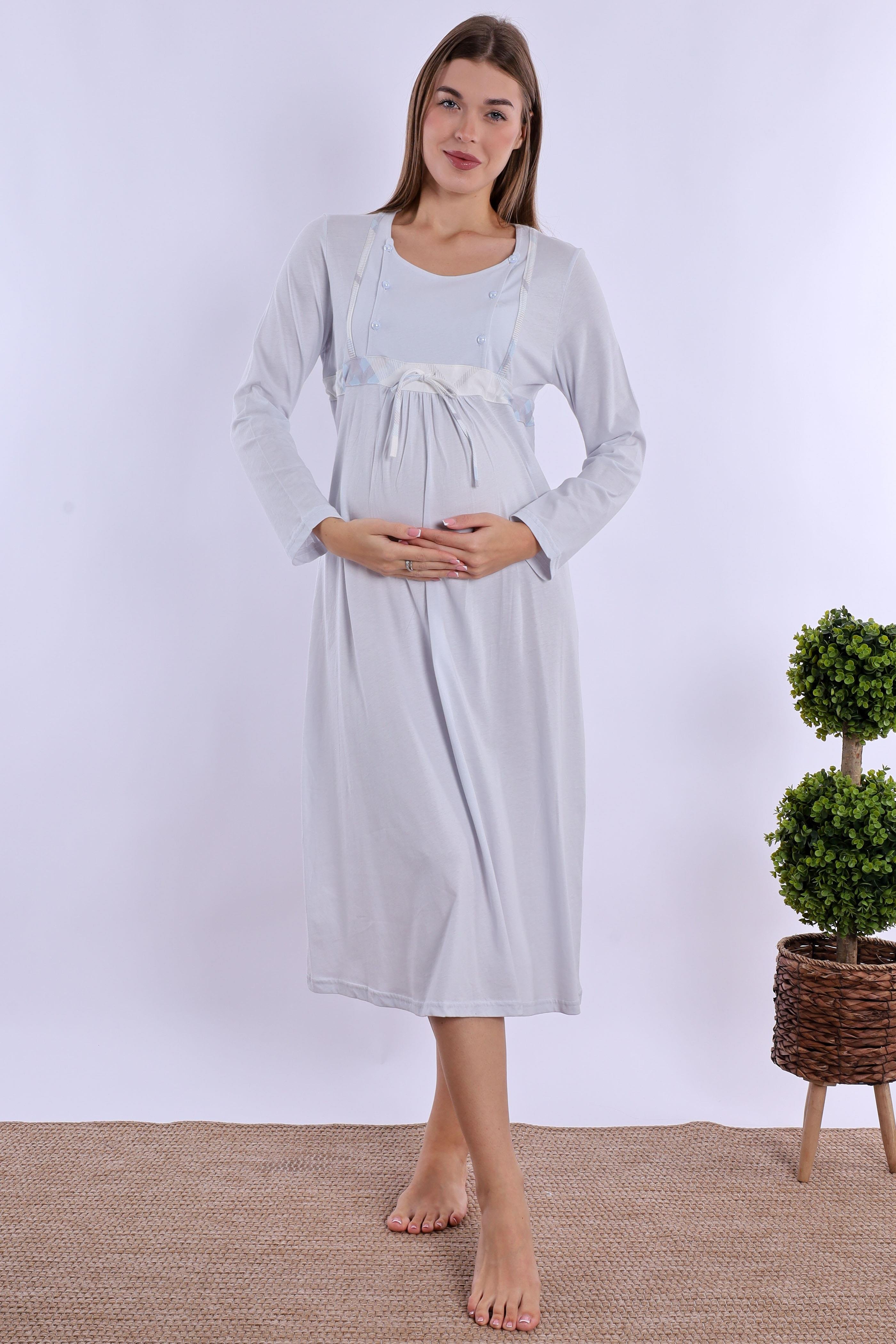 280862 Mavi %100 Pamuk Hamile Lohusa Set