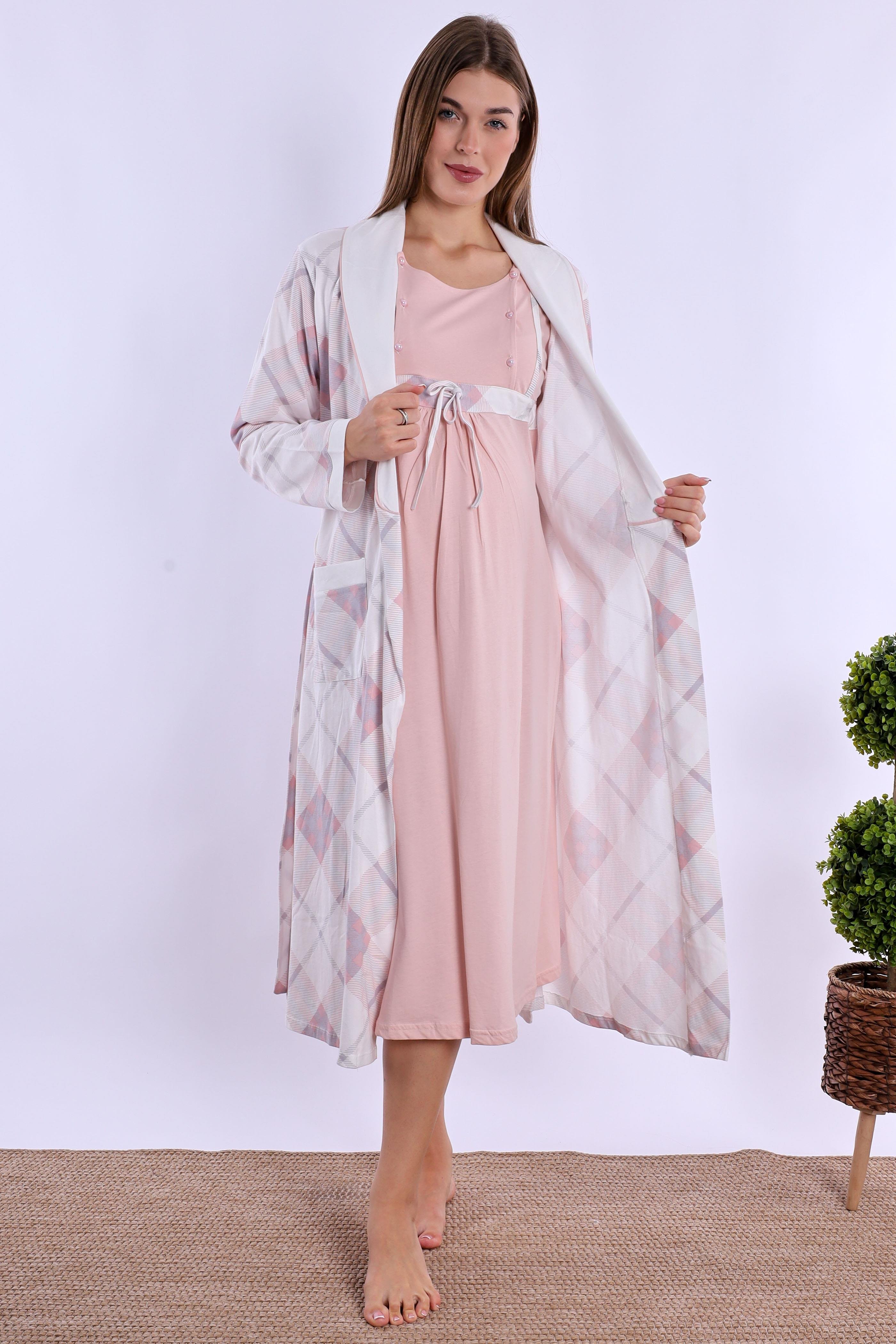 280862 Pudra %100 Pamuk Hamile Lohusa Set