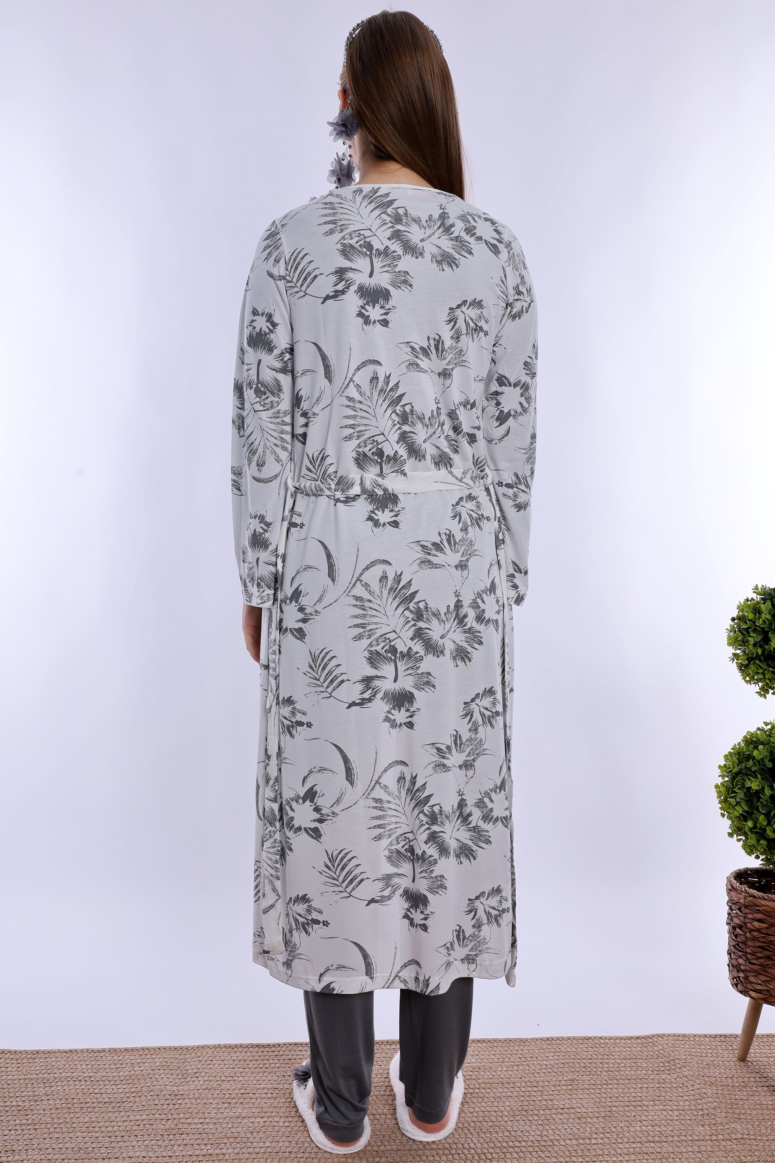 280942 Füme Sabahlıklı Hamile Lohusa Pijama Takımı