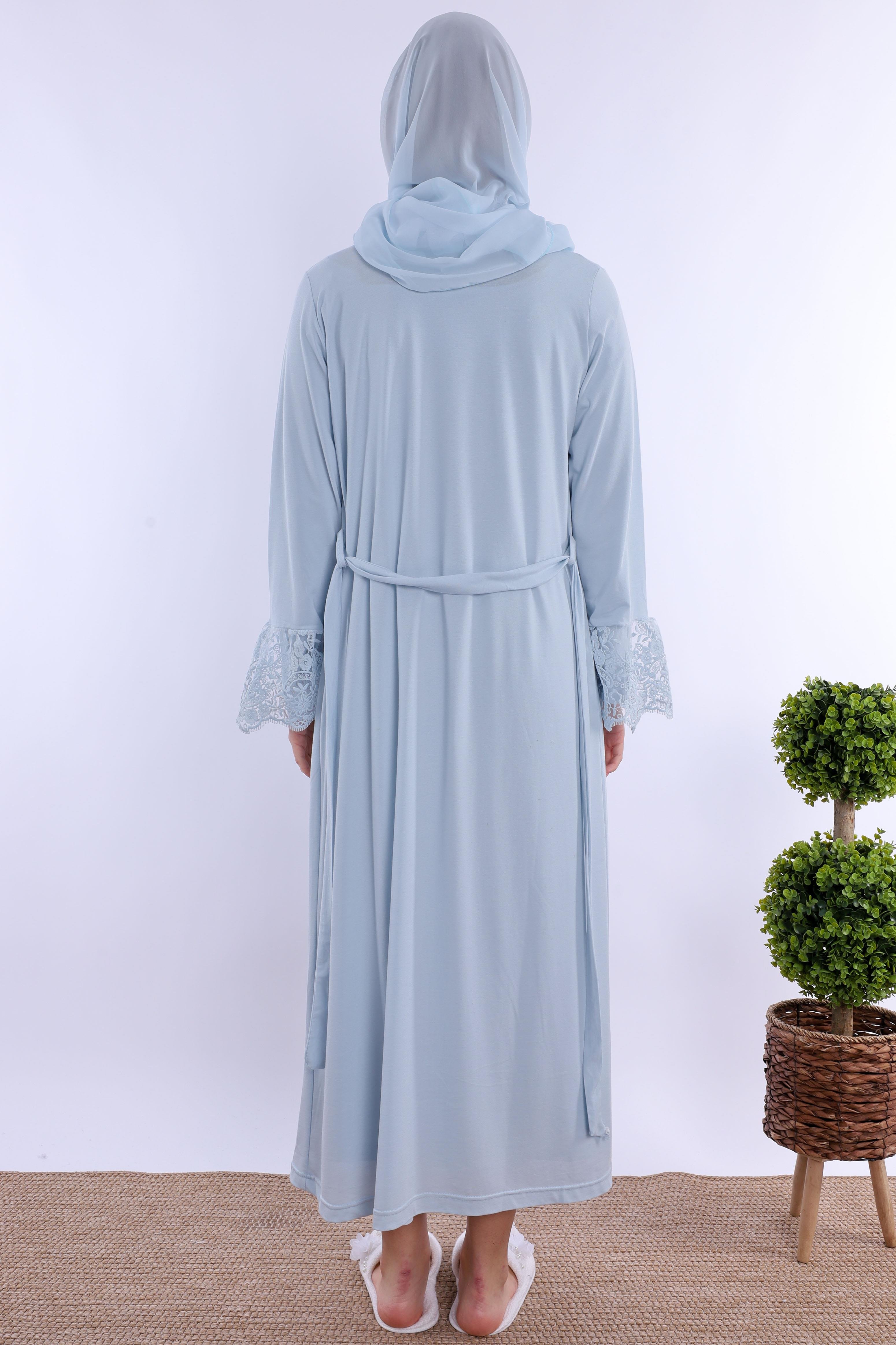 2T19242 Mavi Tesettürlü Hamile Lohusa Set