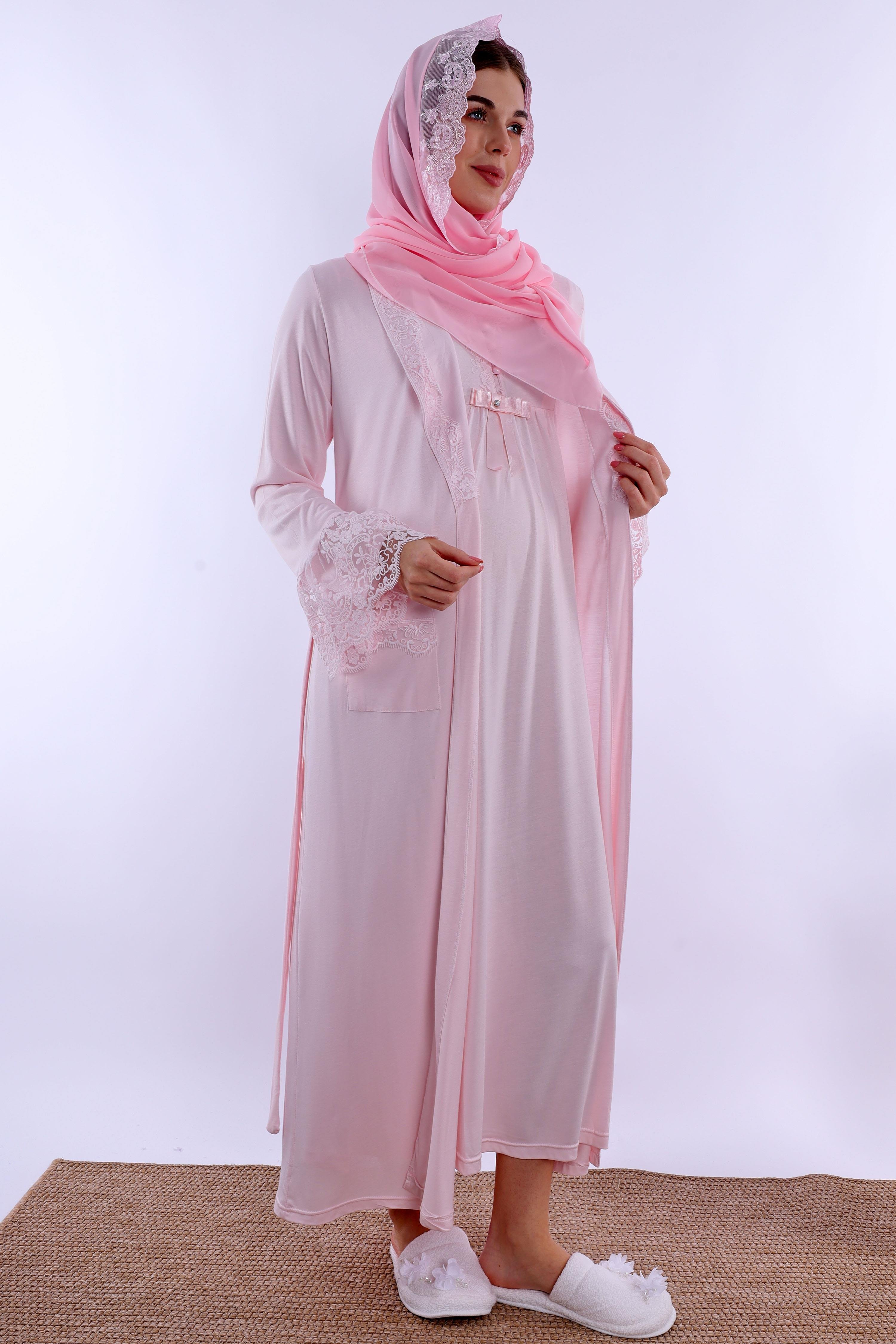 2T19242 Pembe Tesettürlü Hamile Lohusa Set