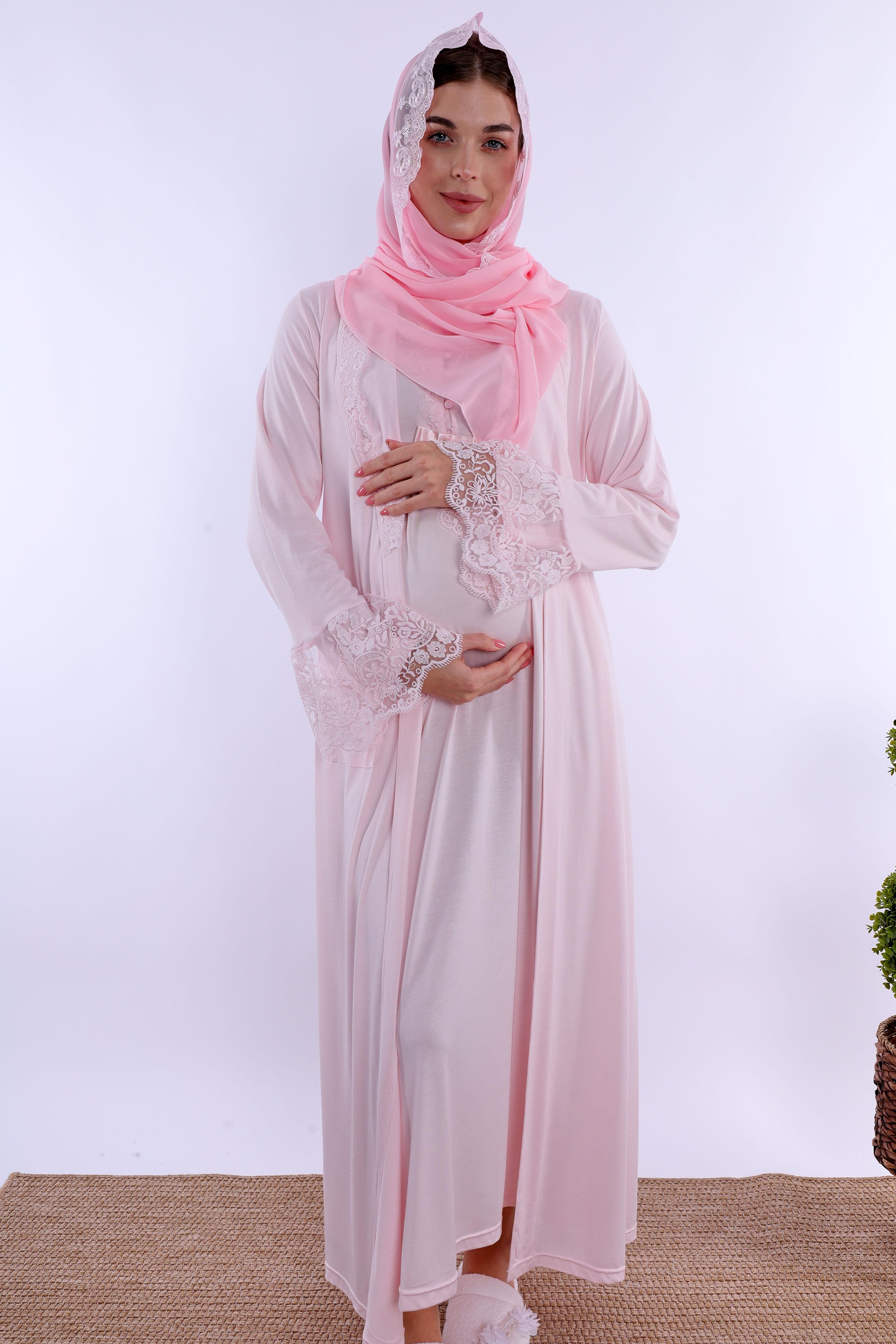 2T19242 Pembe Tesettürlü Hamile Lohusa Set