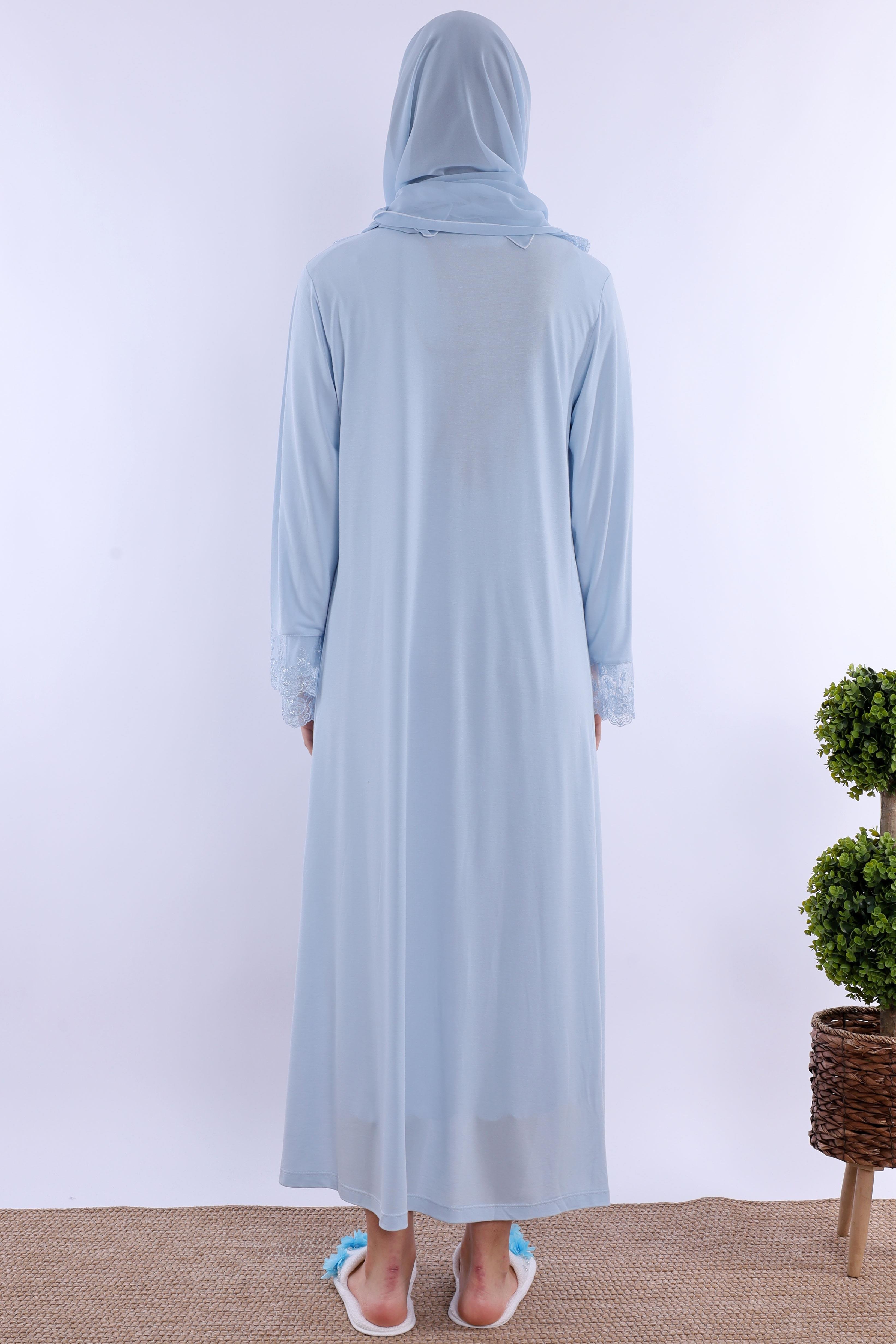 2T30462 Mavi Tesettürlü Hamile Lohusa Set