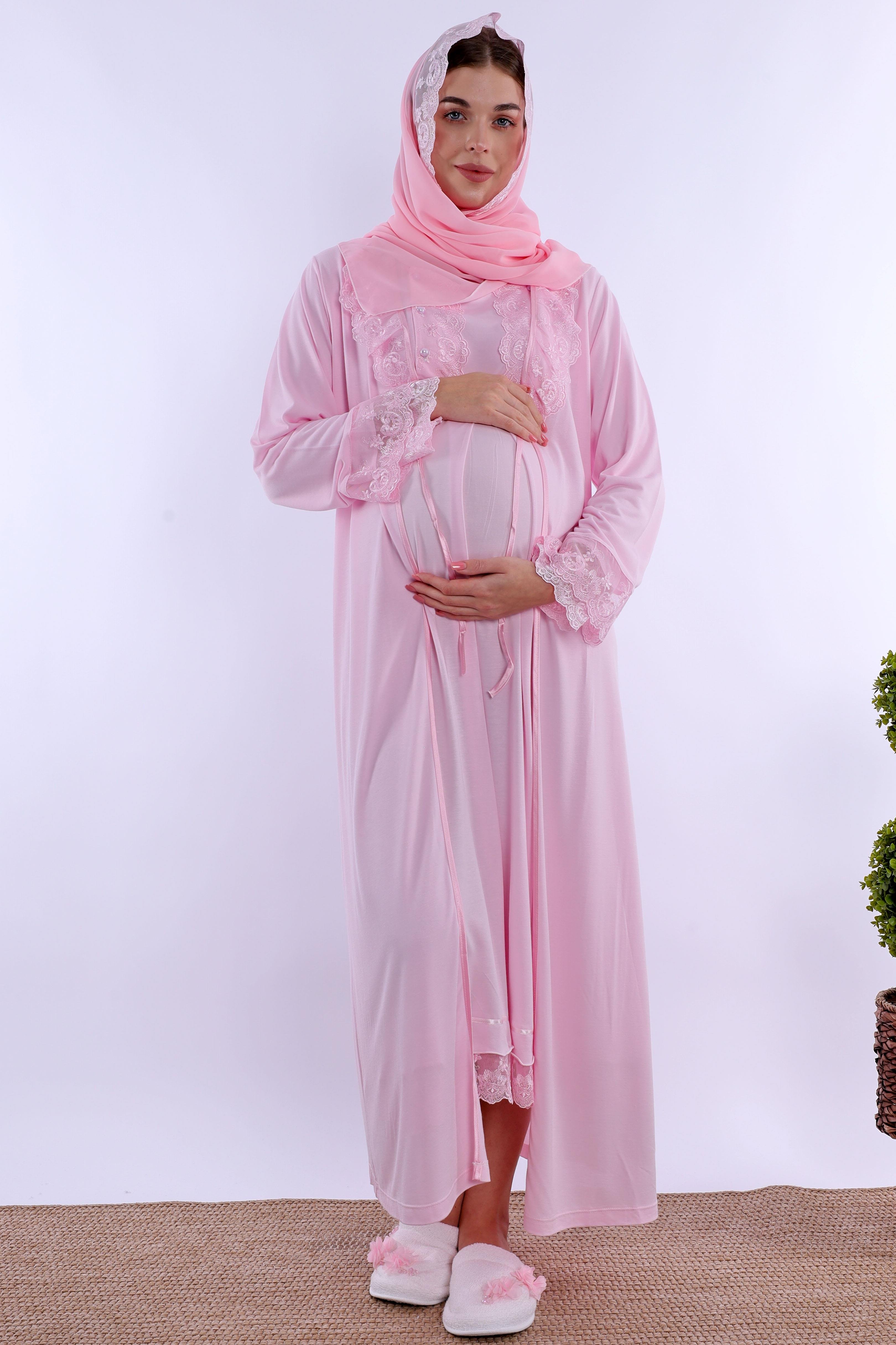 2T30462 Pembe Tesettürlü Hamile Lohusa Set