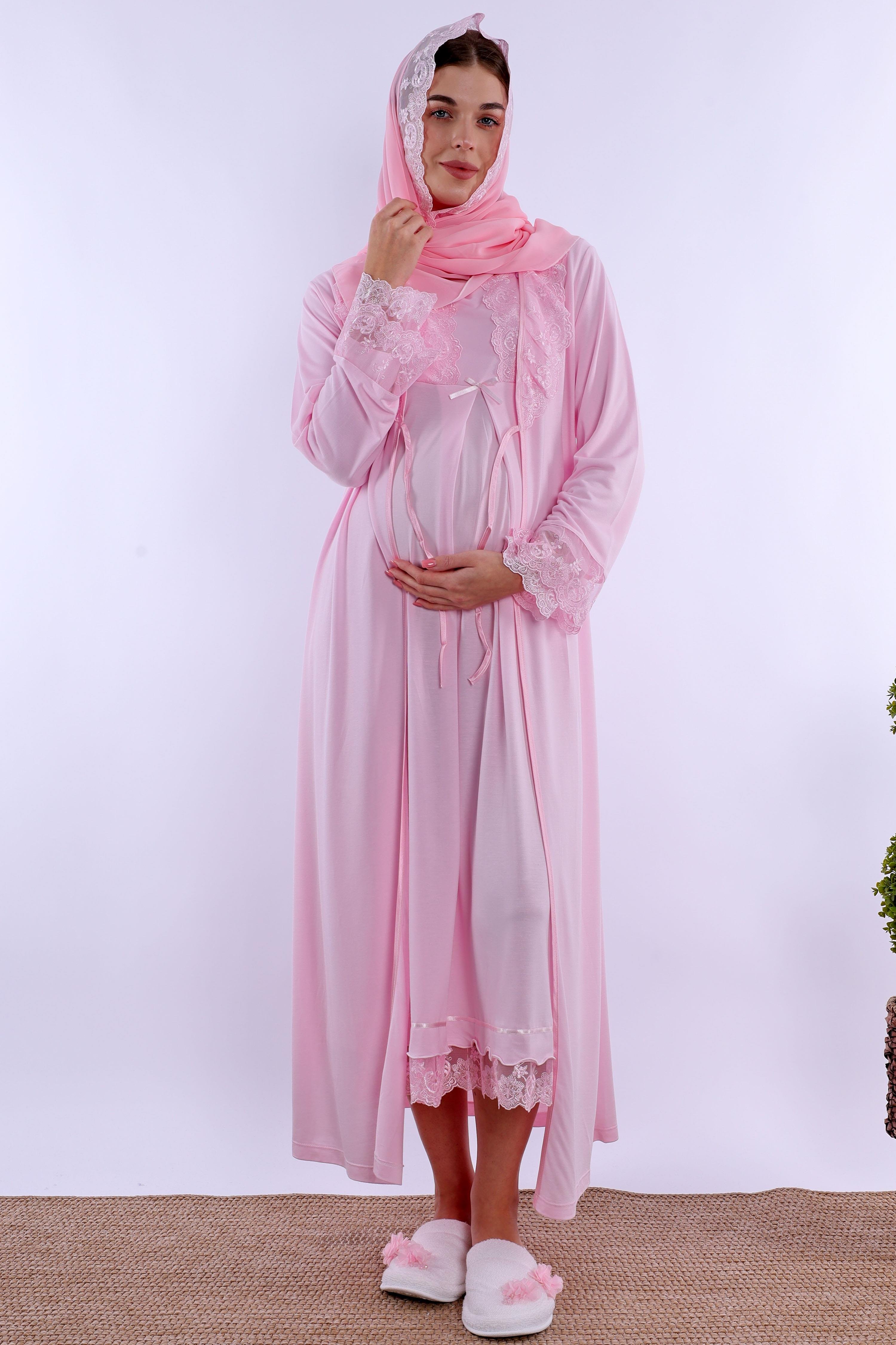 2T30462 Pembe Tesettürlü Hamile Lohusa Set