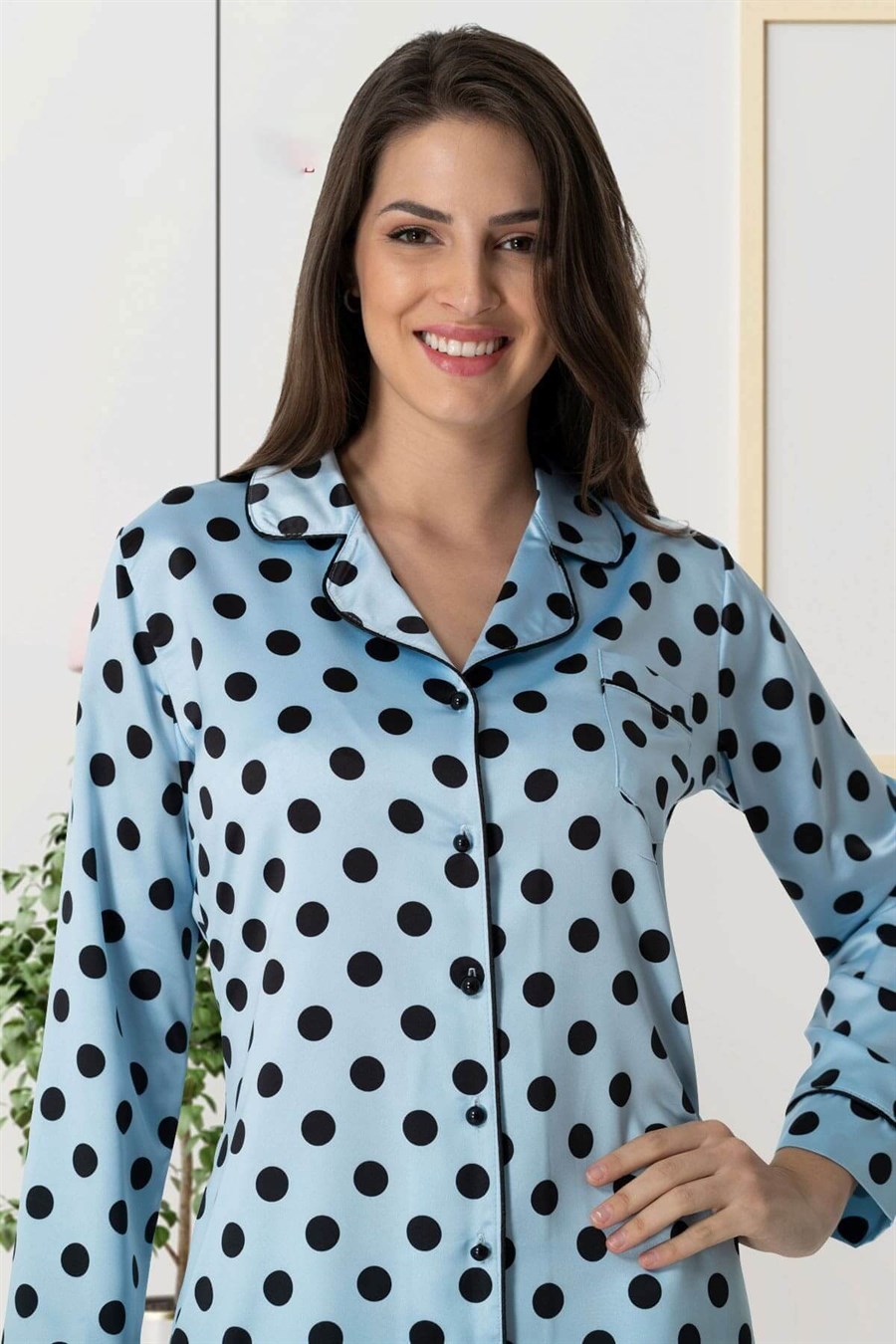 CarpeDiem 1550 Mavi Saten Lohusa Pijama Takımı