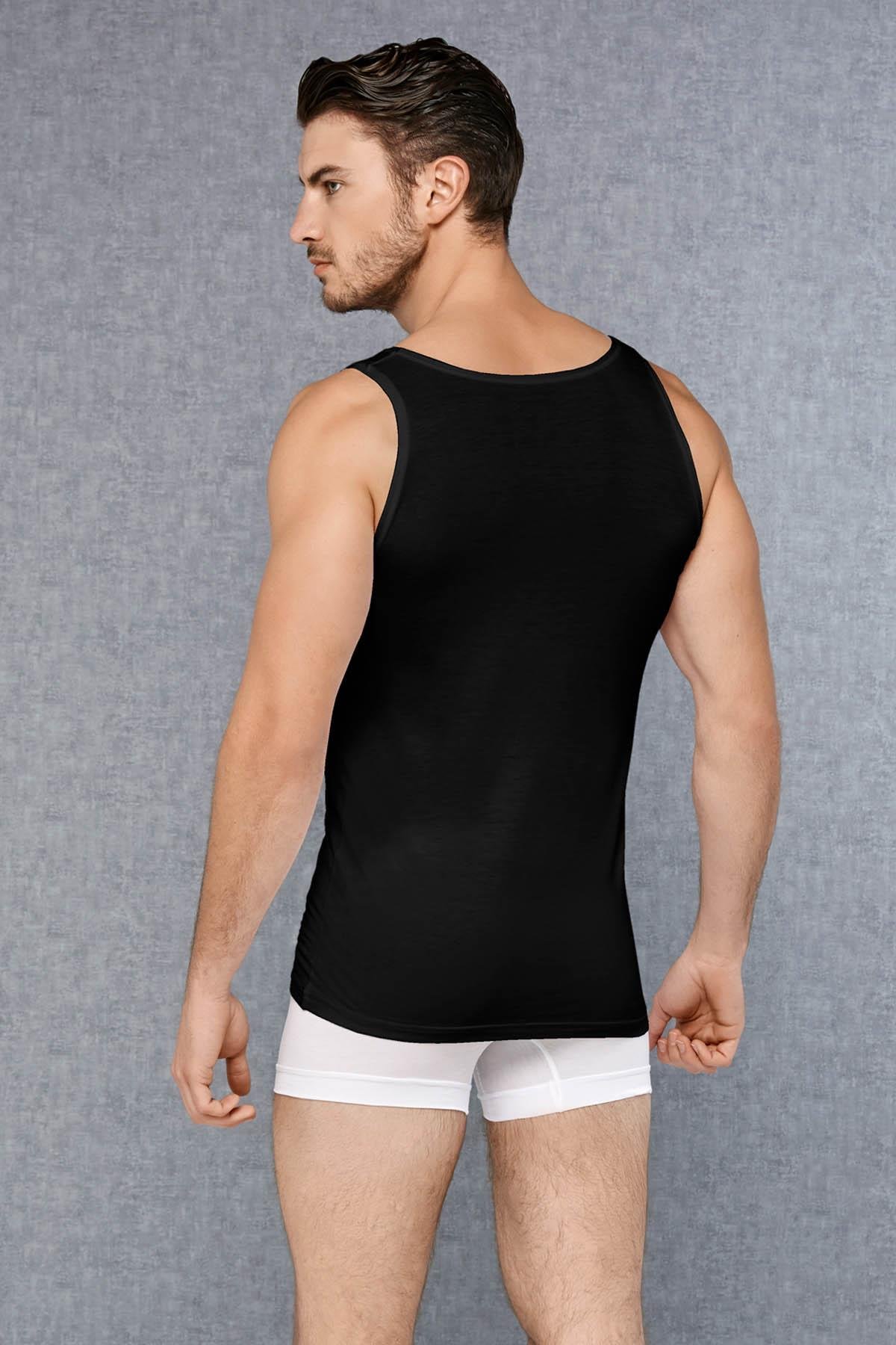 Doreanse 2000 Siyah Erkek Micro Modal Geniş Yaka Atlet