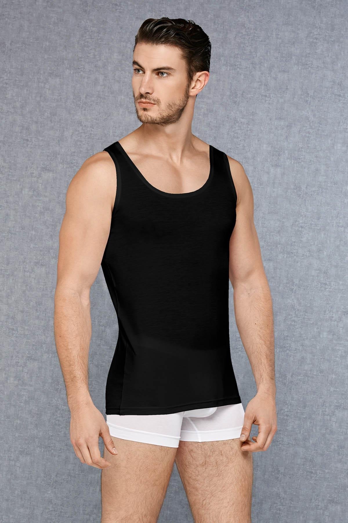 Doreanse 2000 Siyah Erkek Micro Modal Geniş Yaka Atlet