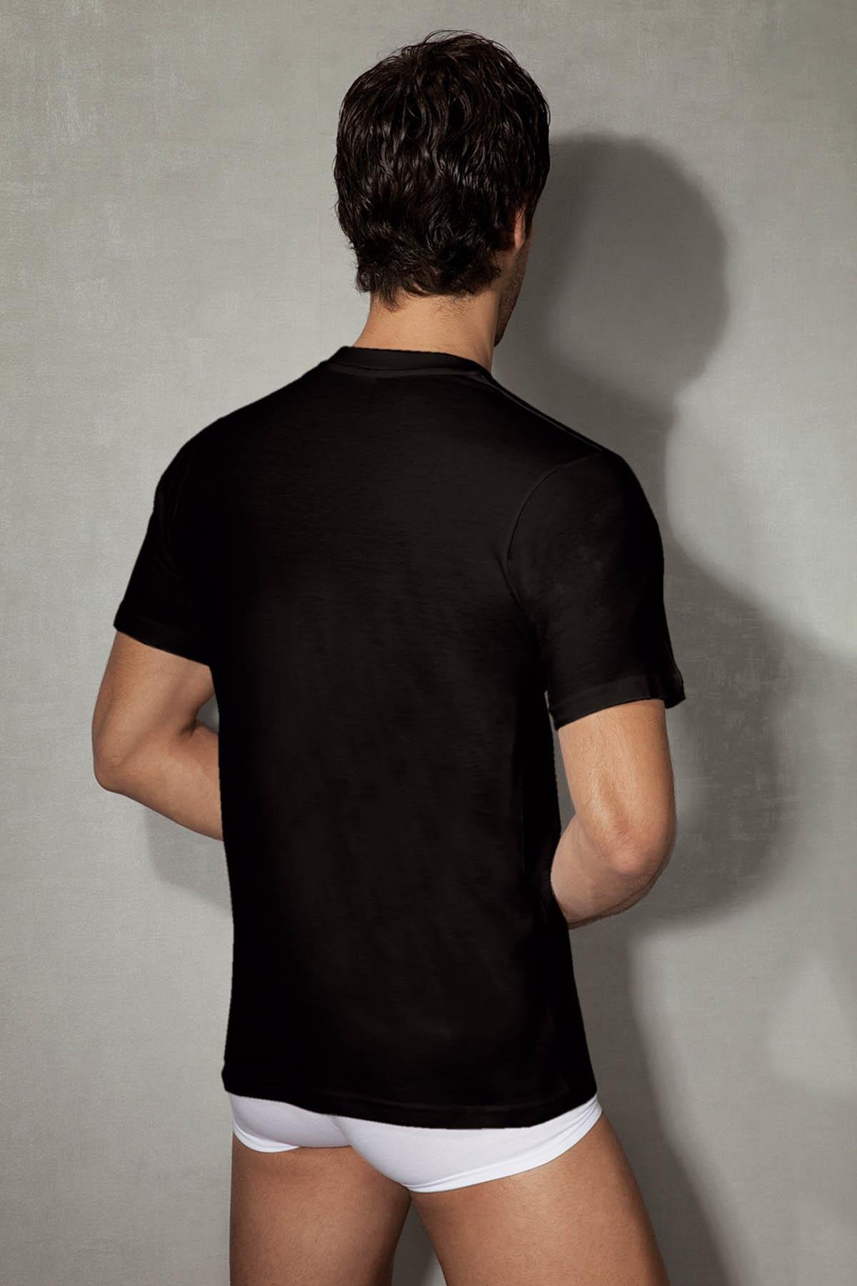 Doreanse 2505 Siyah Erkek Yuvarlak Yaka Kısa Kol Tişört