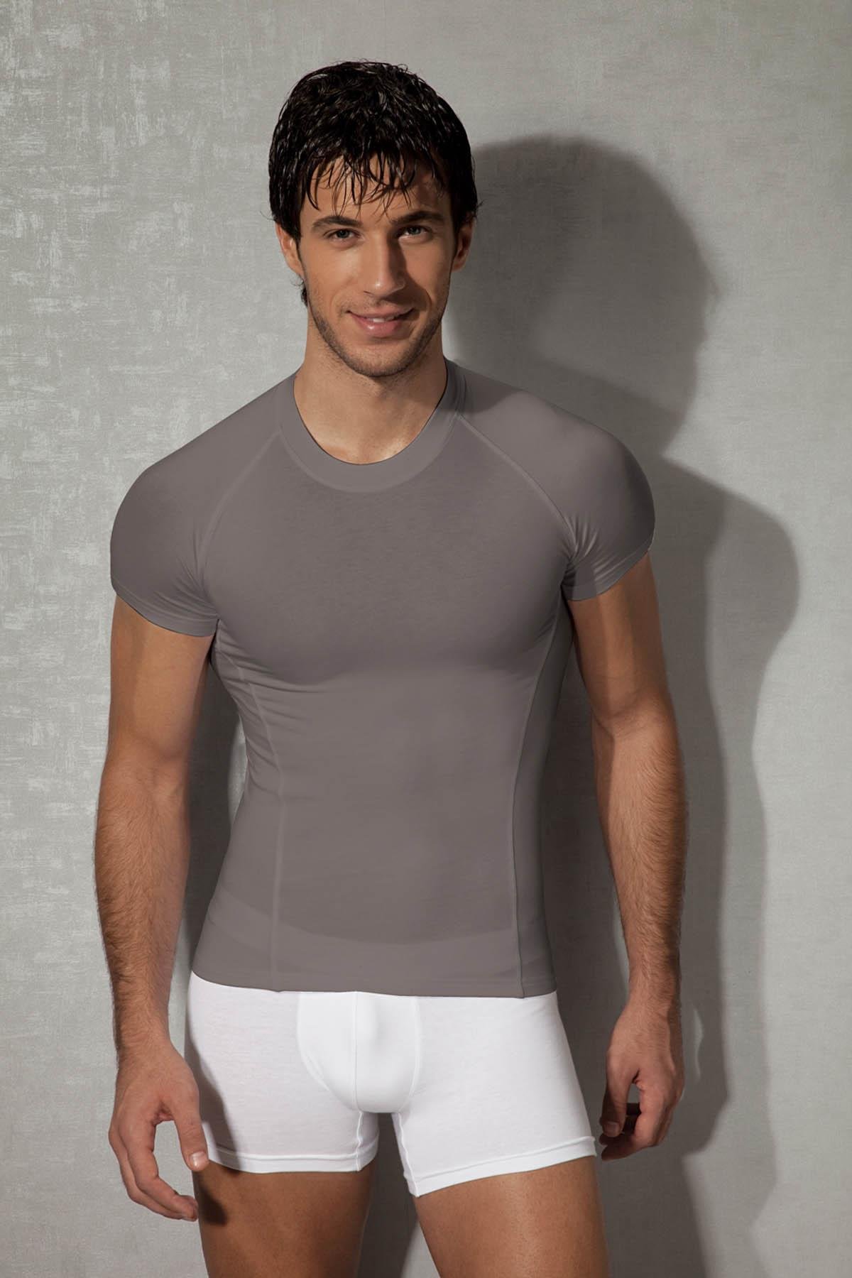 Doreanse 2535 Füme Erkek Modal Yuvarlak Yaka Kısa Kol Tişört