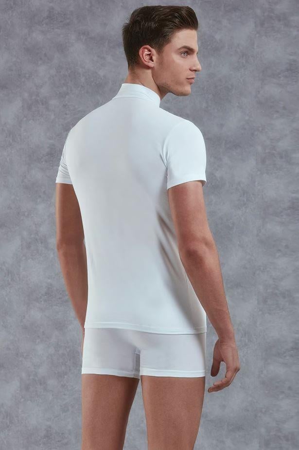 Doreanse 2730 Beyaz Erkek Boğazlı Yaka Kısa Kol Tişört