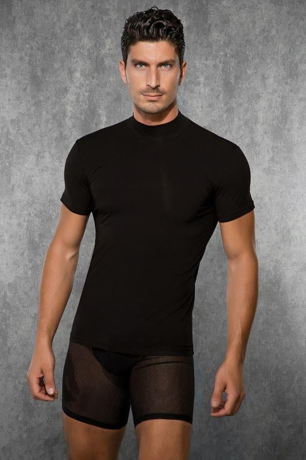 Doreanse 2730 Siyah Erkek Boğazlı Yaka Kısa Kol Tişört