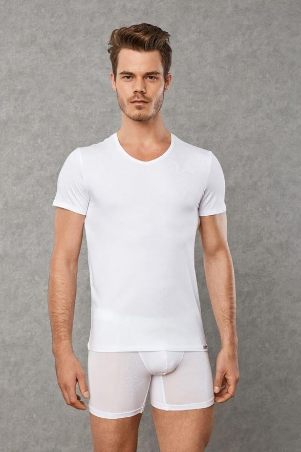 Doreanse 2800 Beyaz Erkek 2'li Yuvarlak Yaka Kısa Kollu Tişört