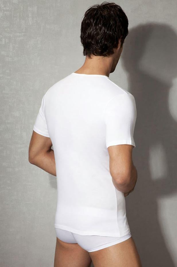 Doreanse 2810 Beyaz Erkek Pamuklu V Yaka Kısa Kol Tişört