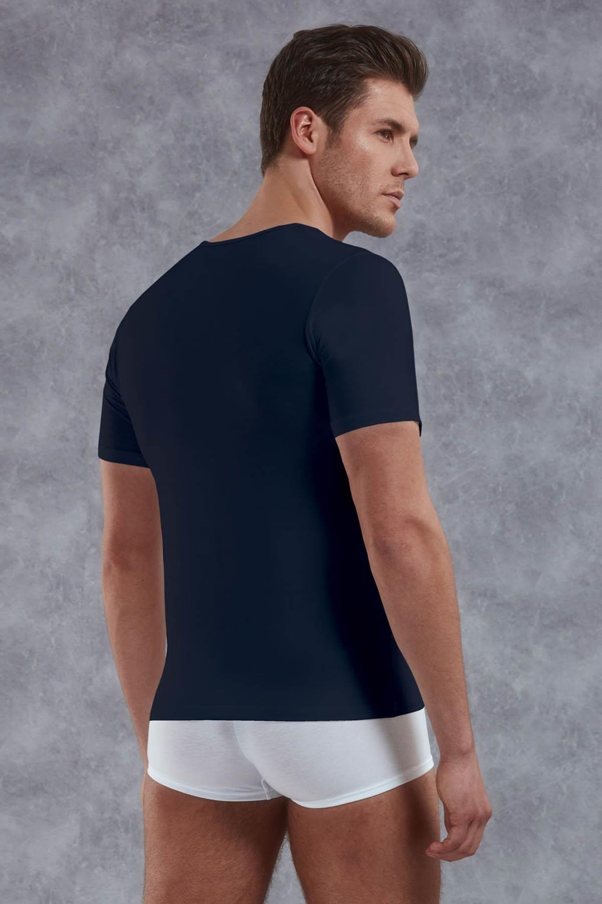 Doreanse 2820 Lacivert Erkek Modal Derin V Yaka Kısa Kol Tişört