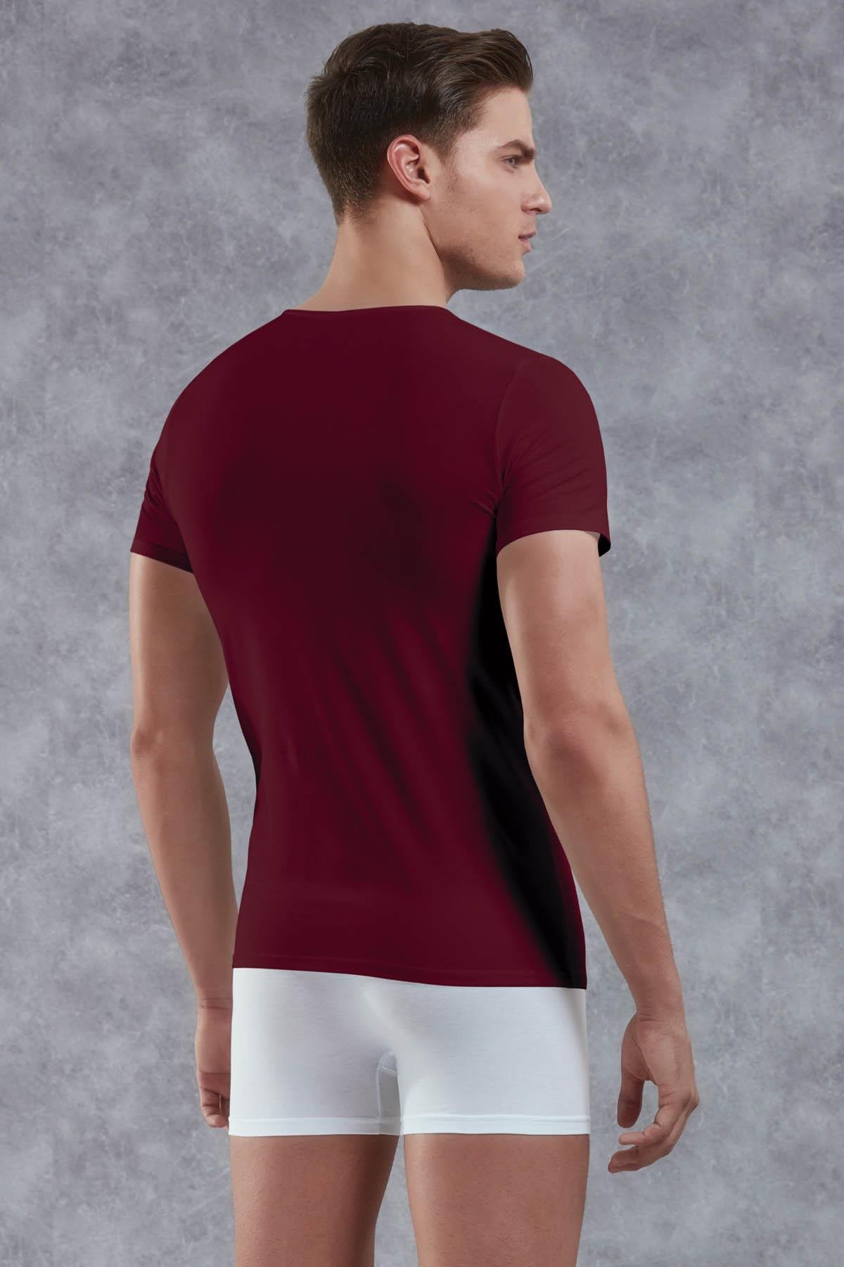 Doreanse 2855 Bordo Erkek Modal V Yaka Kısa Kol Tişört